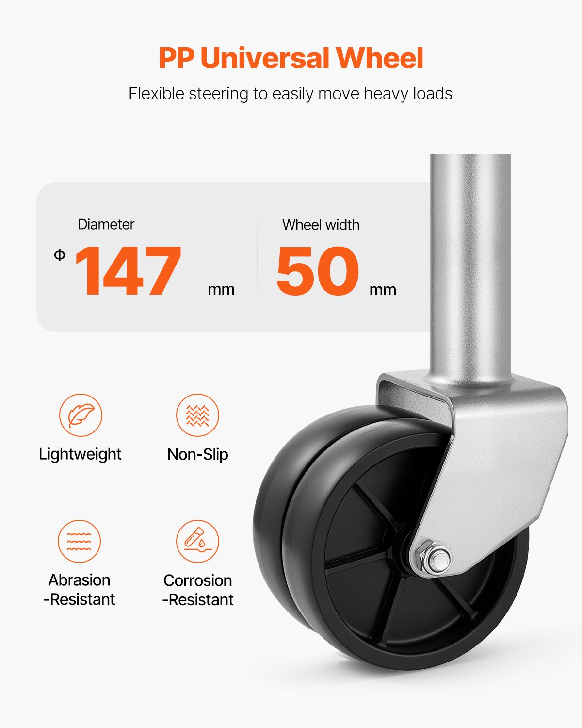 Trailer Jack with Wheel, 1500 lbs Load Capacity, Utility Trailers