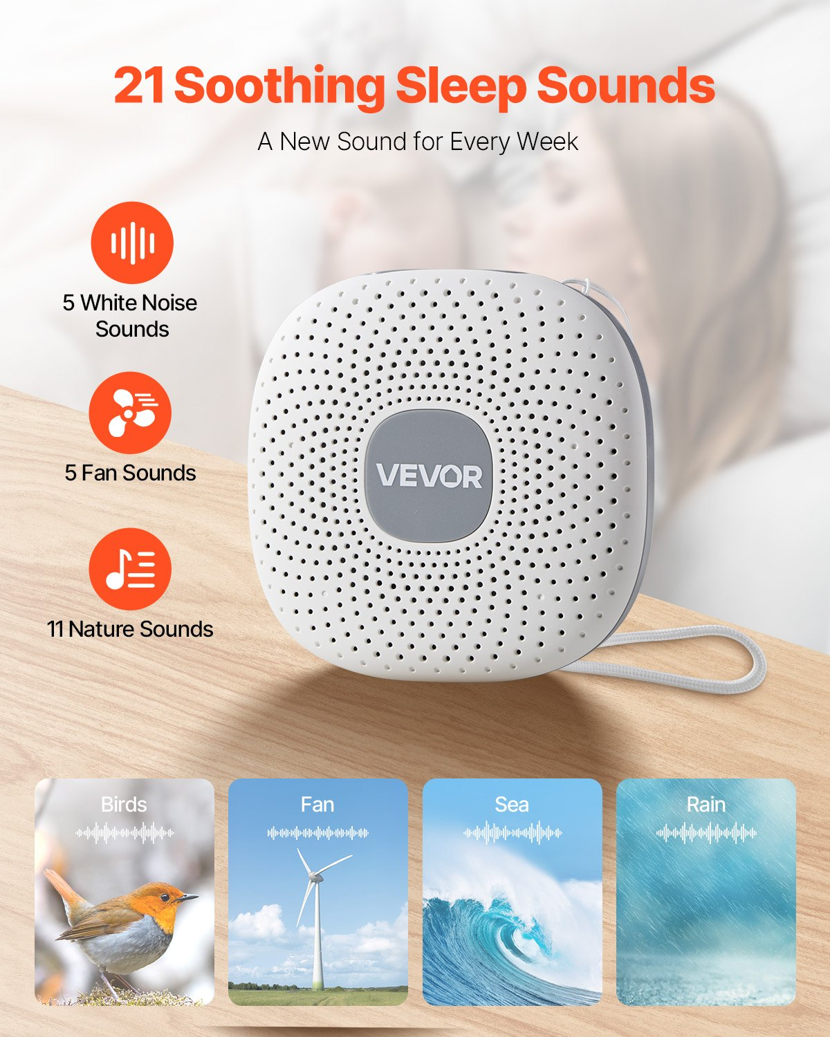 Sound Machine 21 beruhigende Schlafgeräusche 3-in-1 White Noise Sound Machine - Bild 1 von 10