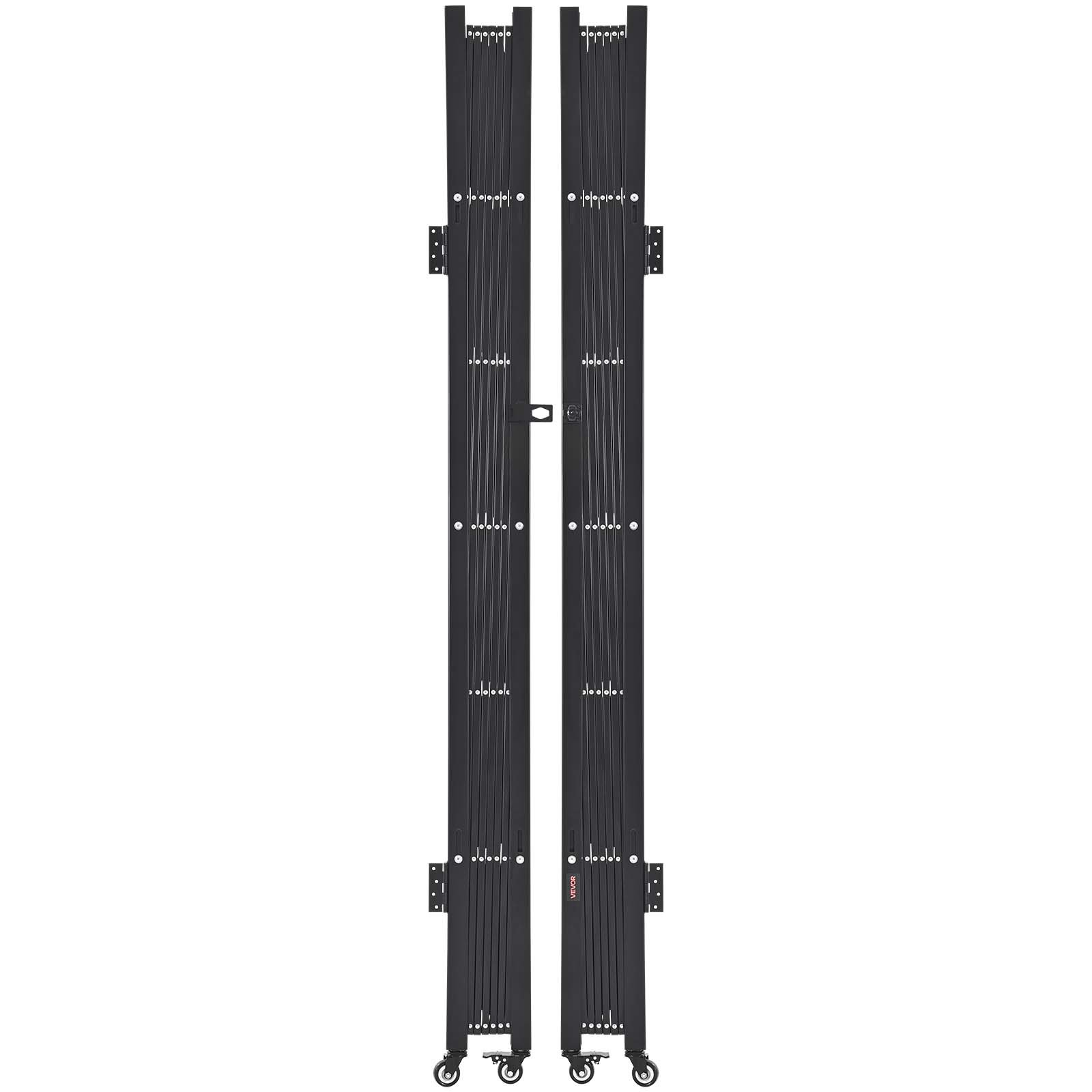 Double Folding Security Gate Steel Scissor Gate w/ Locking Swivel Casters 030
