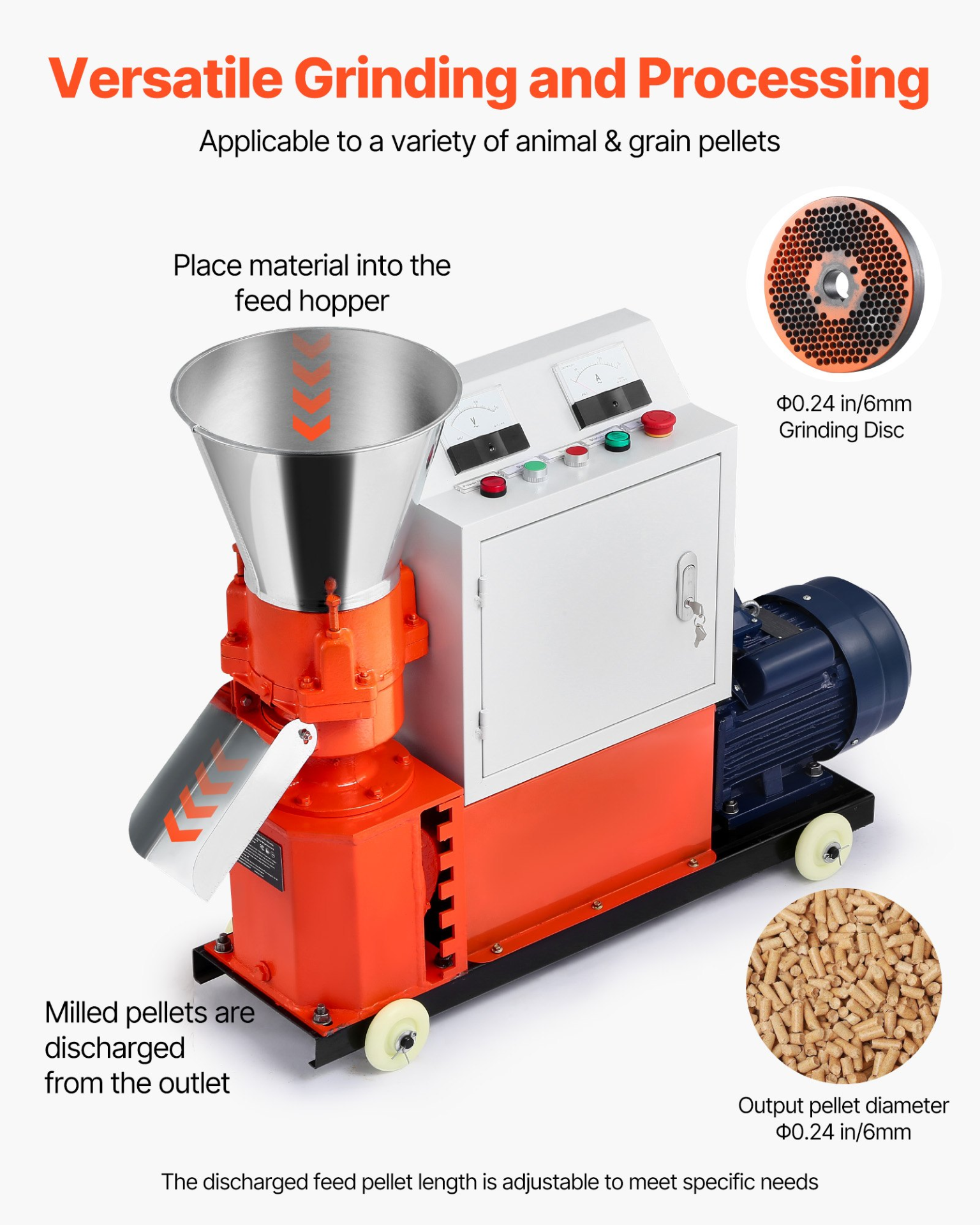 3KW Feed Pellet Mill Machine 6mm Animal Feed Pellet Maker w/3 Rollers