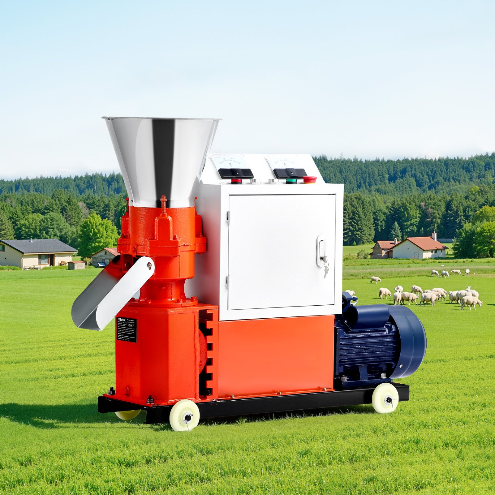 3KW Feed Pellet Mill Machine 6mm Animal Feed Pellet Maker w/3 Rollers