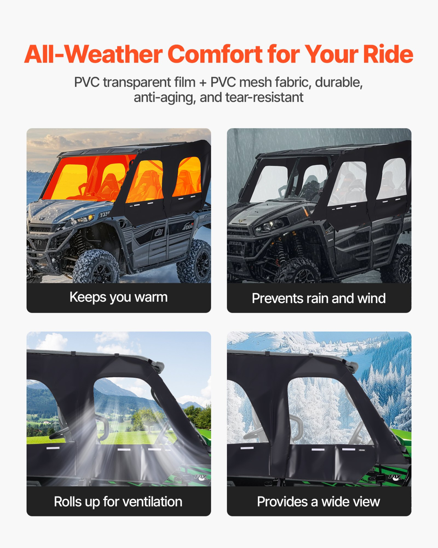 Cab Enclosure Upper Doors, Work with Roof and Partial Windshields