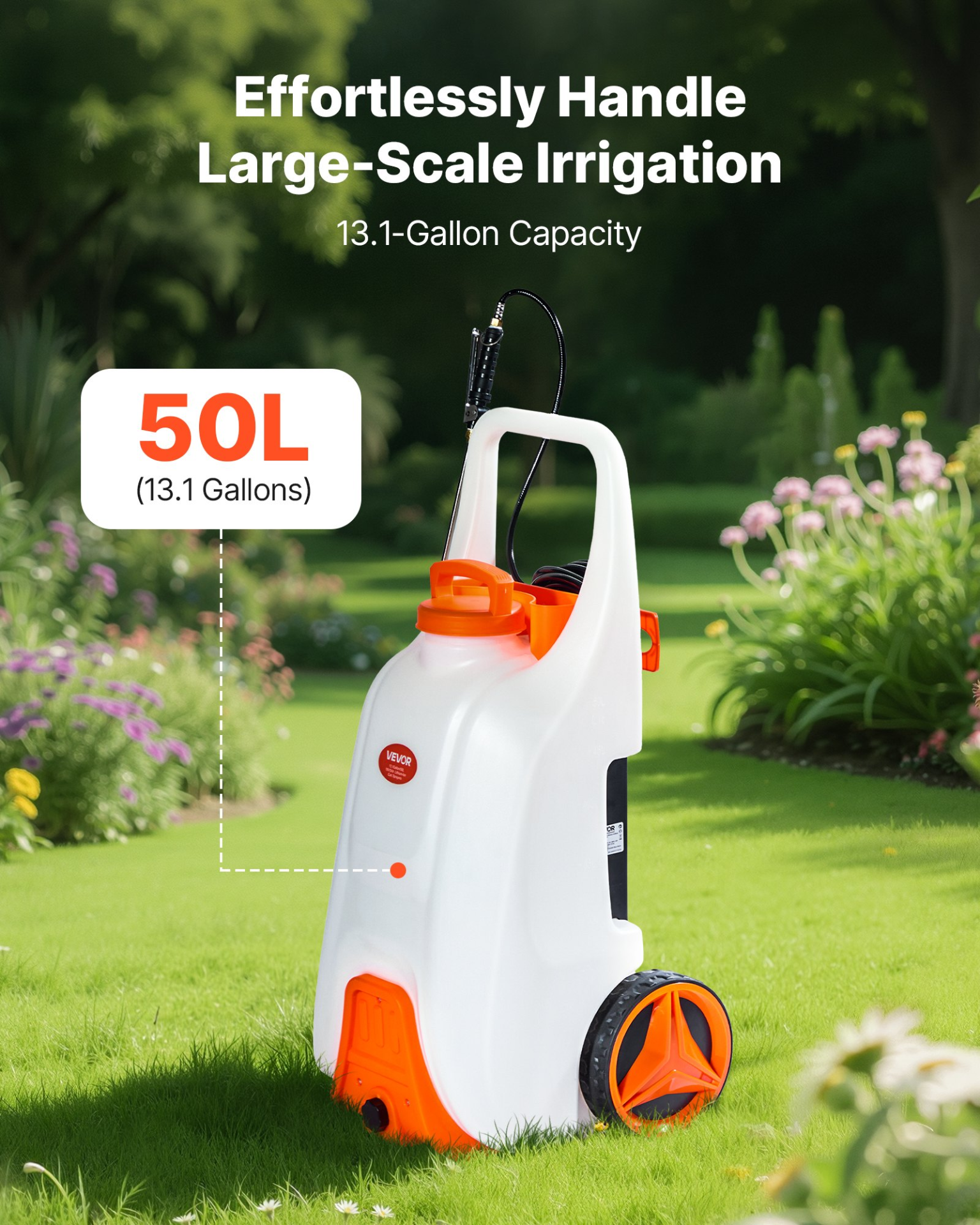 Battery-Powered Sprayer with Wheeled Cart, Adjustable 0-80 PSI