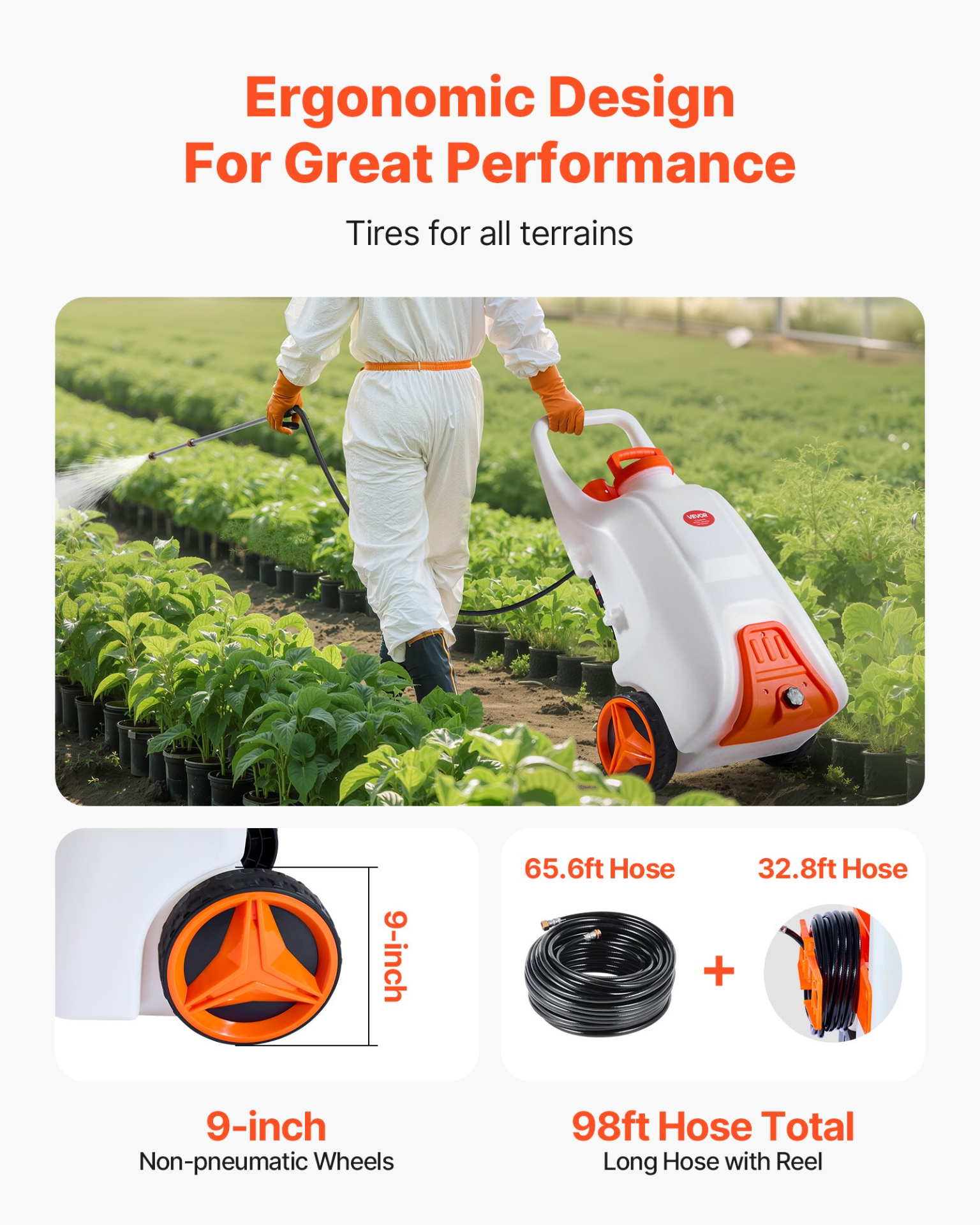 Battery-Powered Sprayer with Wheeled Cart, Adjustable 0-80 PSI