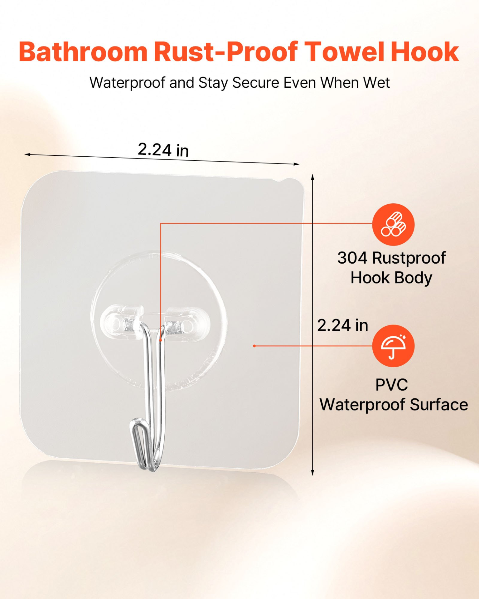 Adhesive Hooks, Coat & Keys (Transparent)