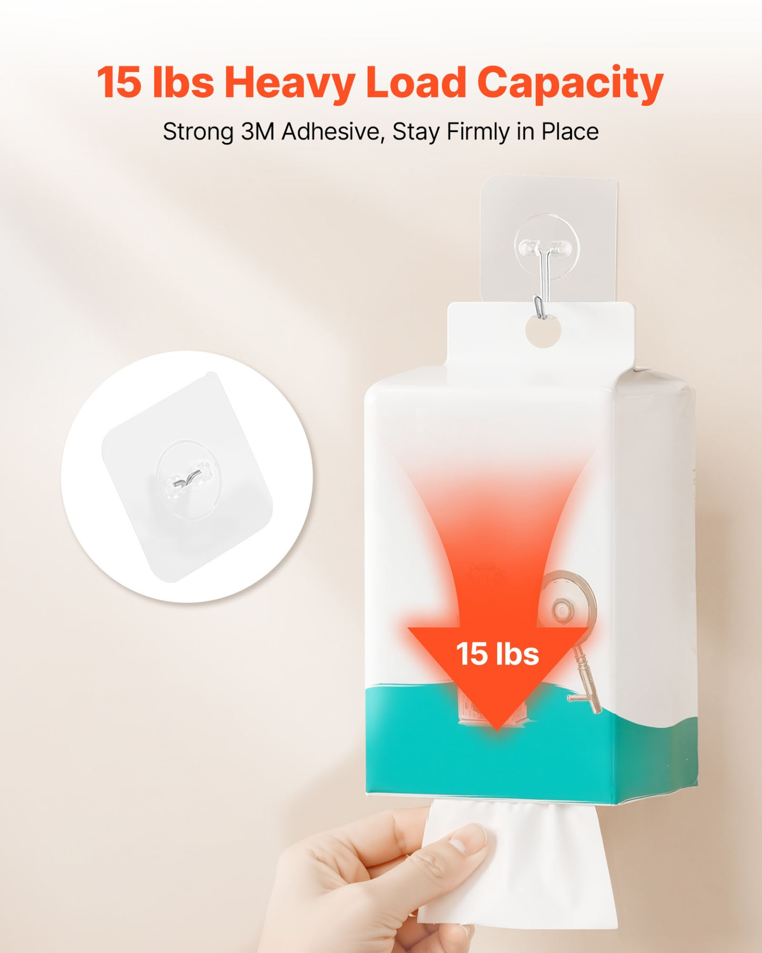 Adhesive Hooks, Coat & Keys (Transparent)