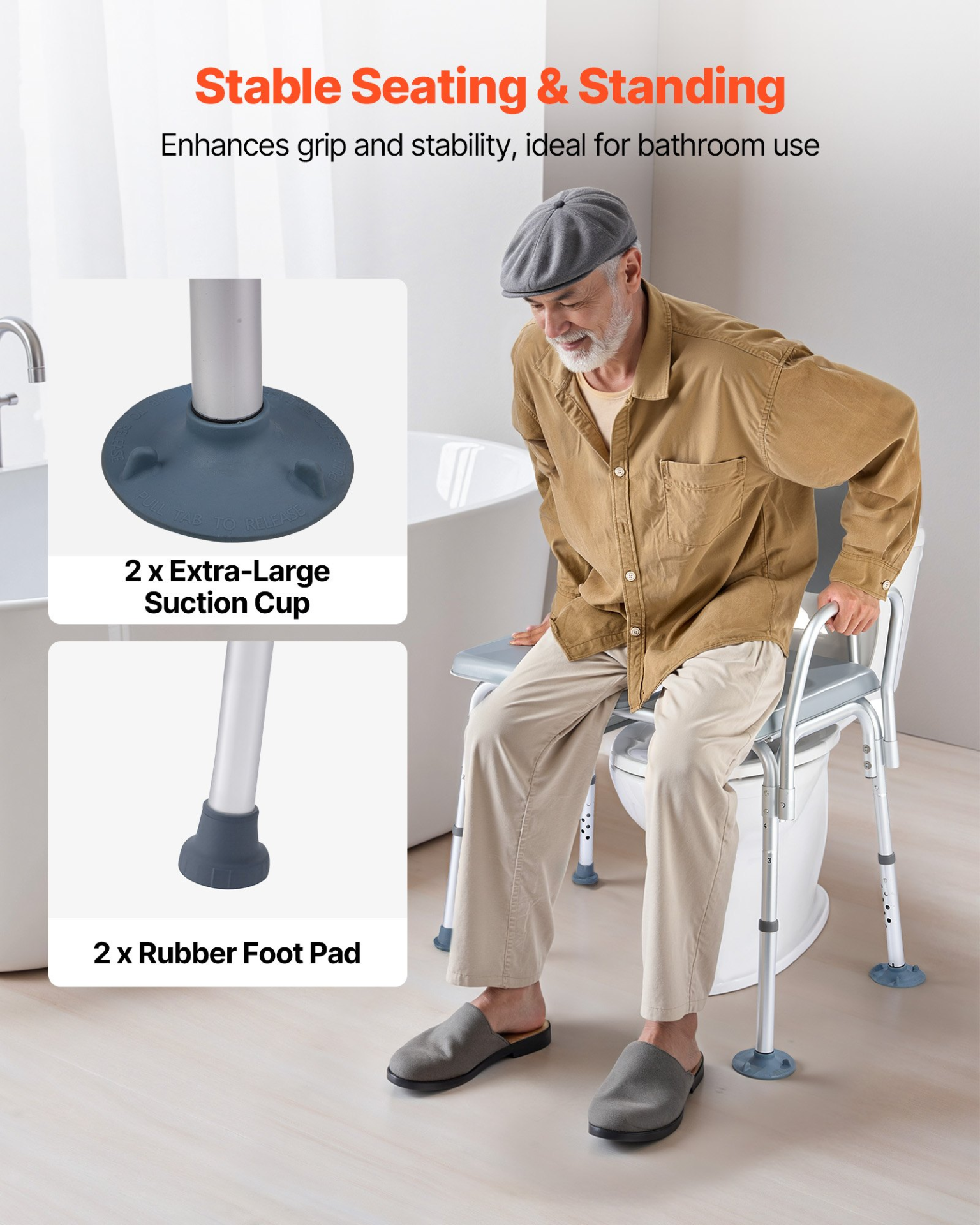 4-in-1 Bedside Commode Chair Raised Toilet Seat 500 lbs Adjustable Height
