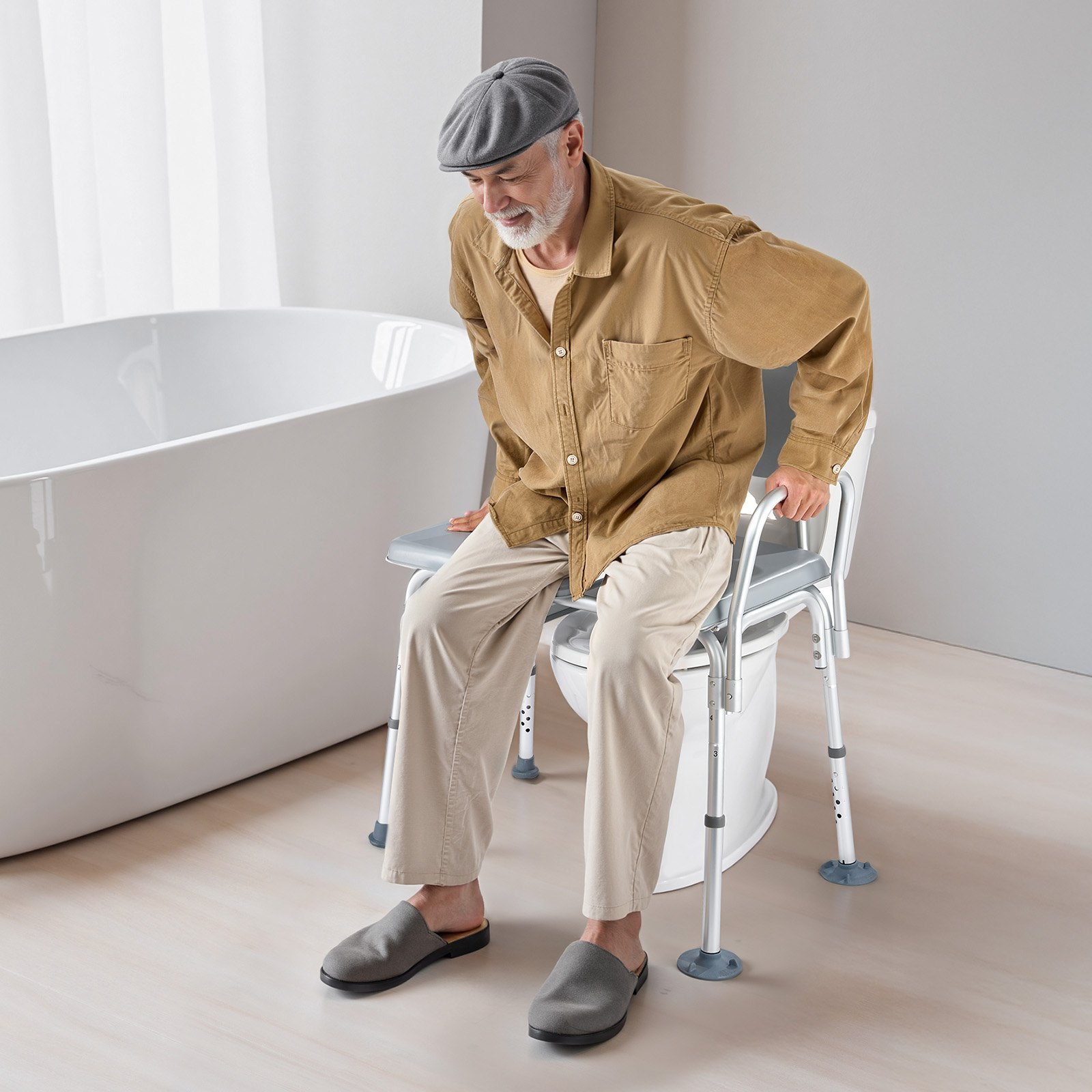 4-in-1 Bedside Commode Chair Raised Toilet Seat 500 lbs Adjustable Height