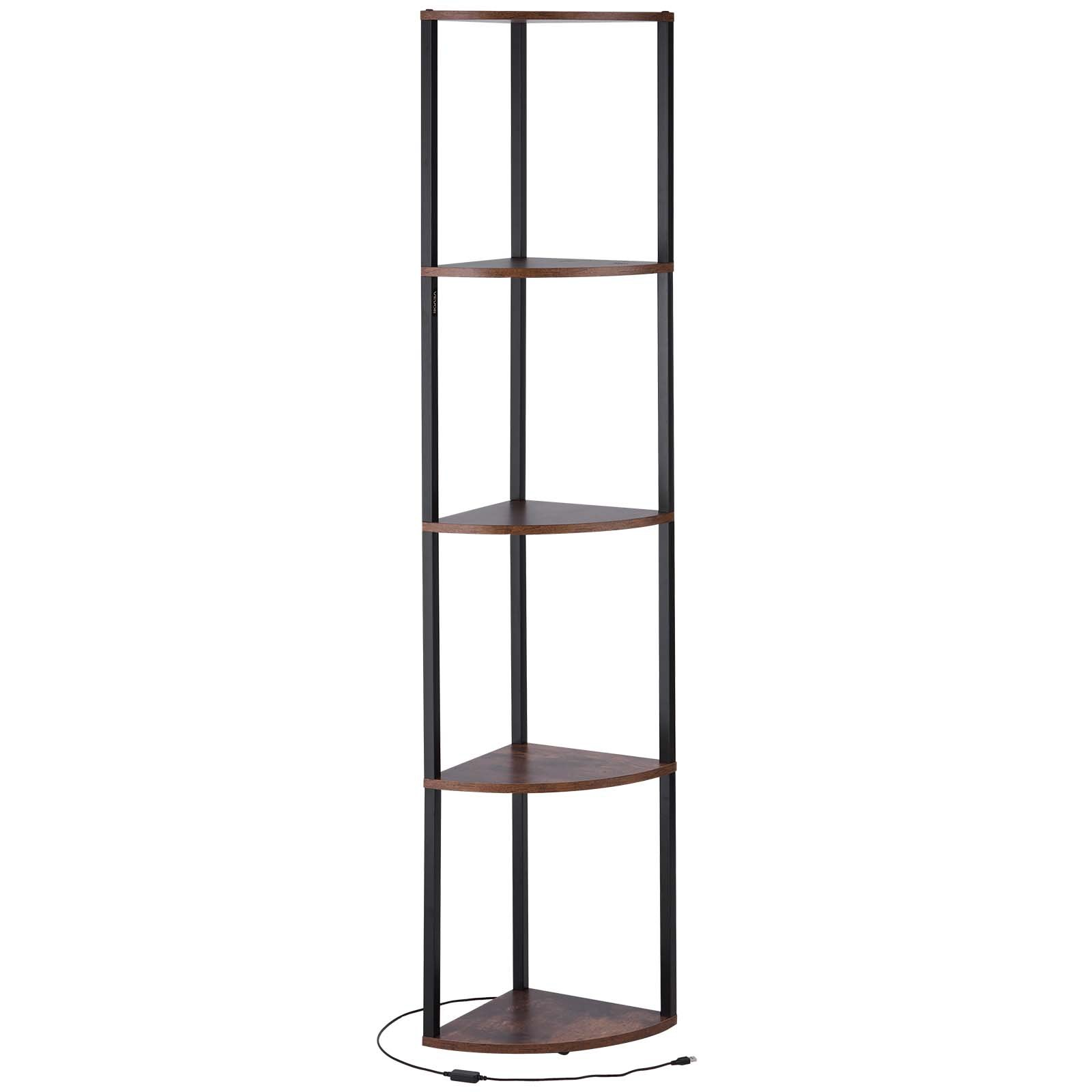 5 Tier Corner Shelf with LED Light, Office