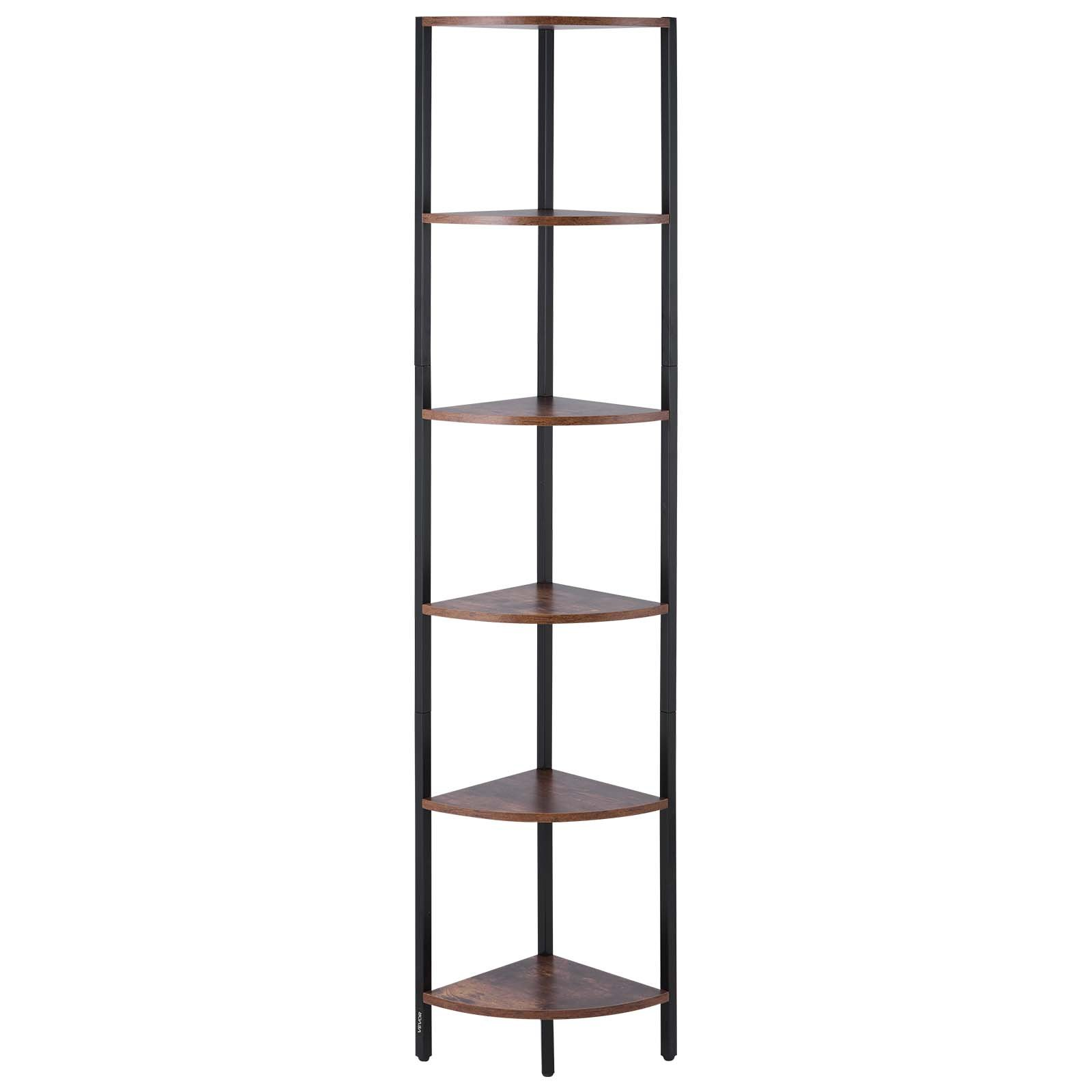 6 Tier Corner Shelf with LED Light, Office