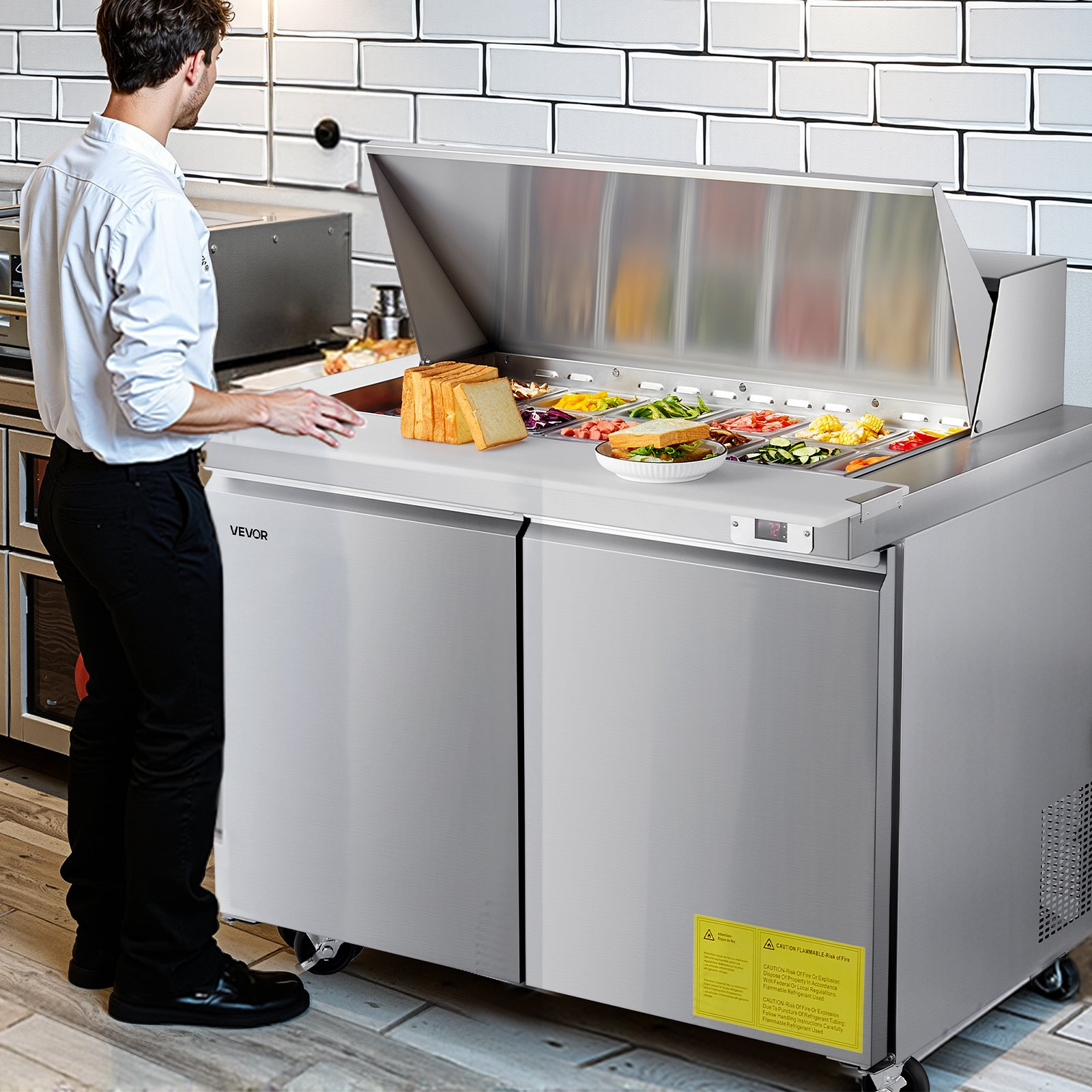 48in Sandwich Prep Refrigerator 12.5 Cu Ft Mega Top 18 Pan Stainless