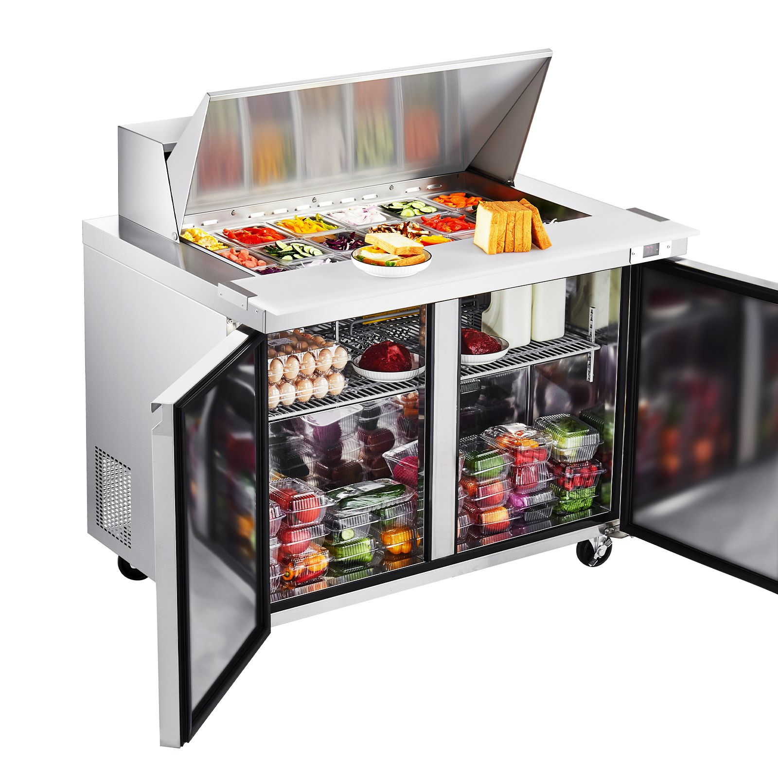 48in Sandwich Prep Refrigerator 12.5 Cu Ft Mega Top 18 Pan Stainless