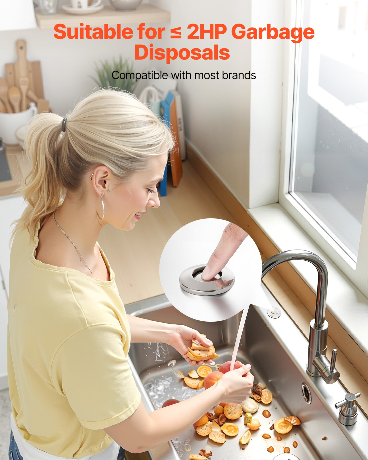 Garbage Disposal Air Switch Kit Dual Outlet Sink Top Button Brushed Nickel