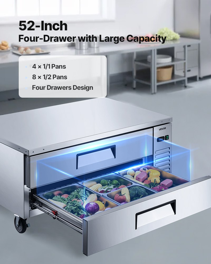 52″ Chef Base Refrigerator 2 Drawer Commercial Stainless Steel
