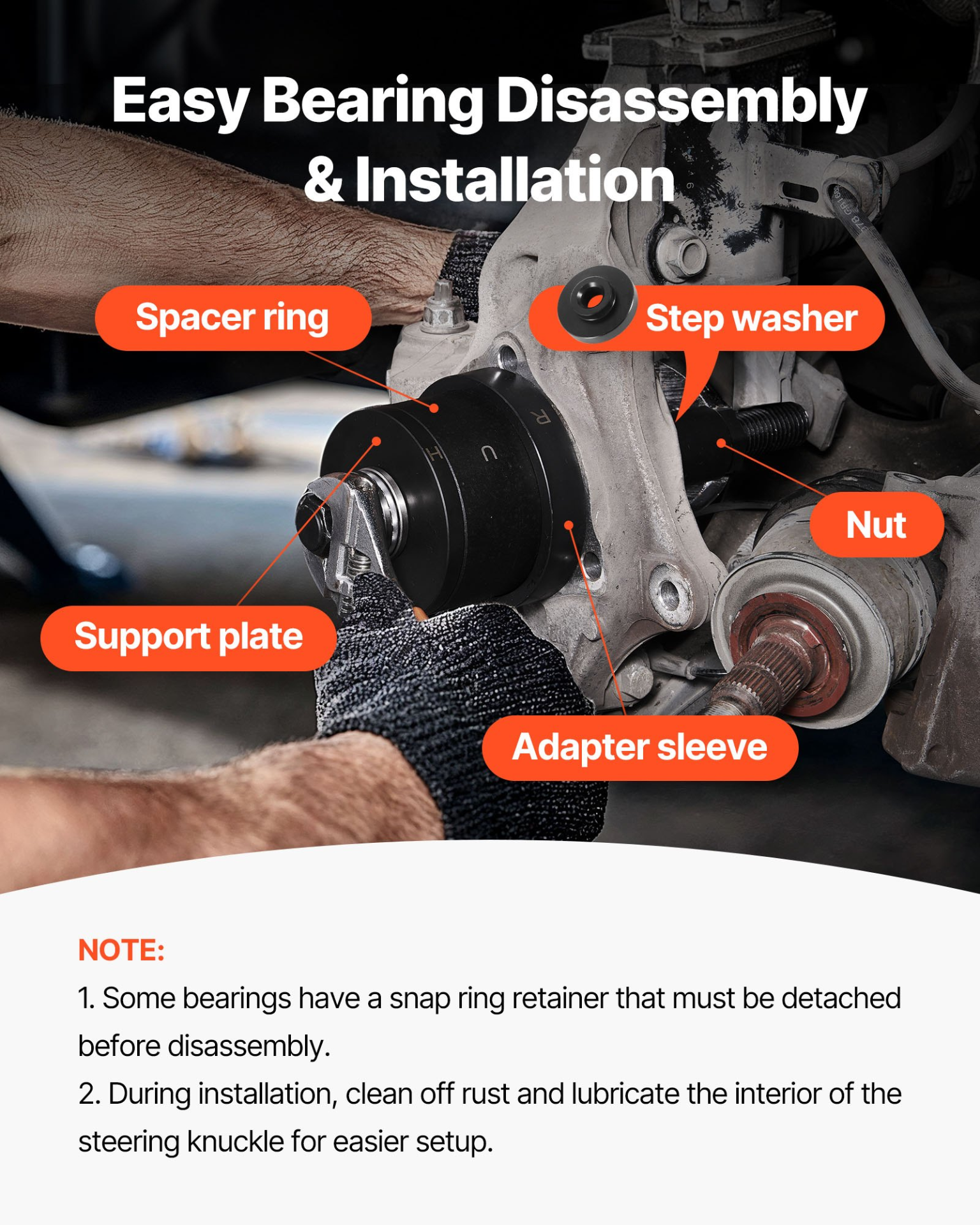 Master Wheel Hub & Bearing Remover & Installer Kit, Fits Most Front-Wheel Drive - Produktbild 3