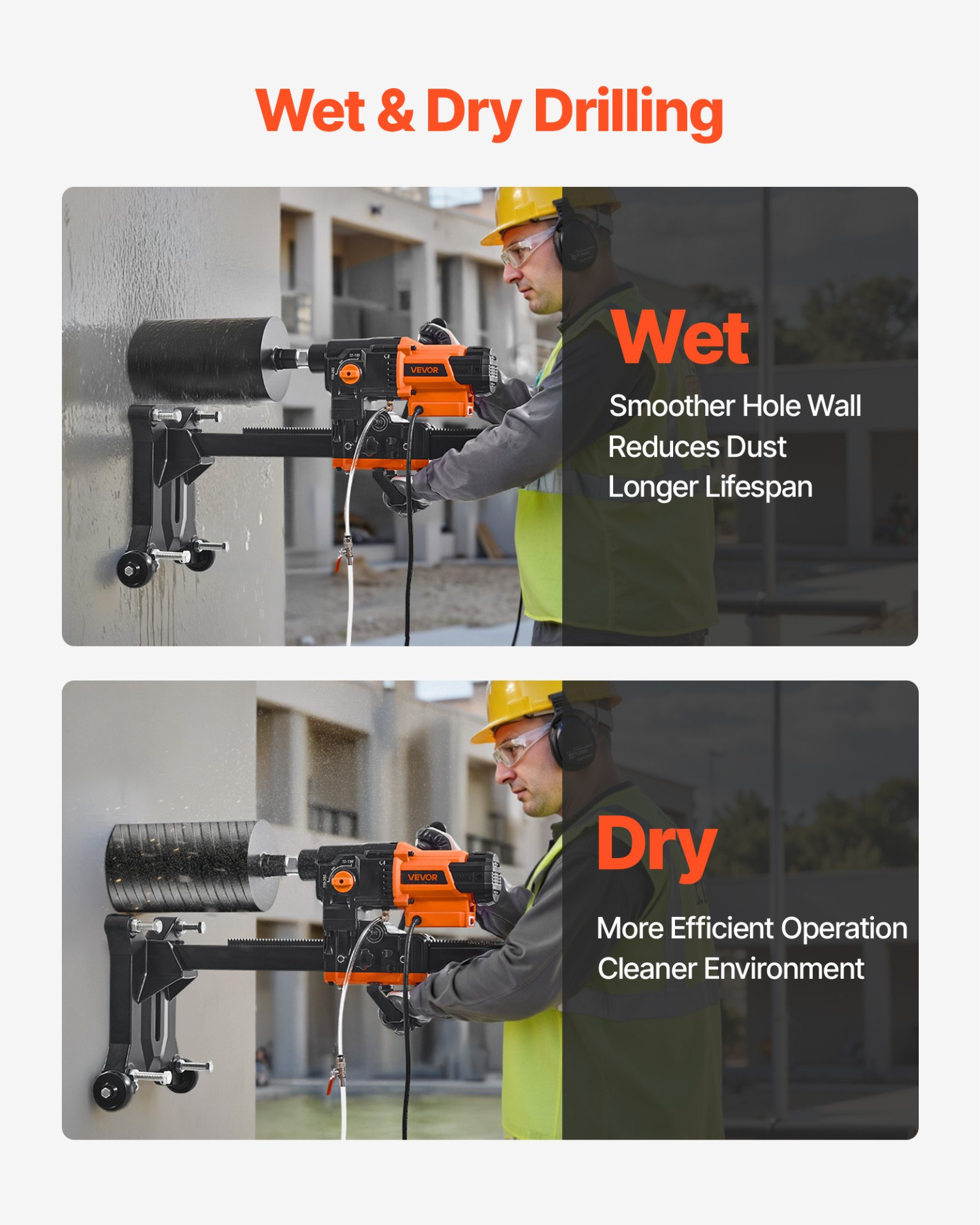 Diamond Core Drilling Machine, 0.8-10 in Drilling Diameter, 2500W