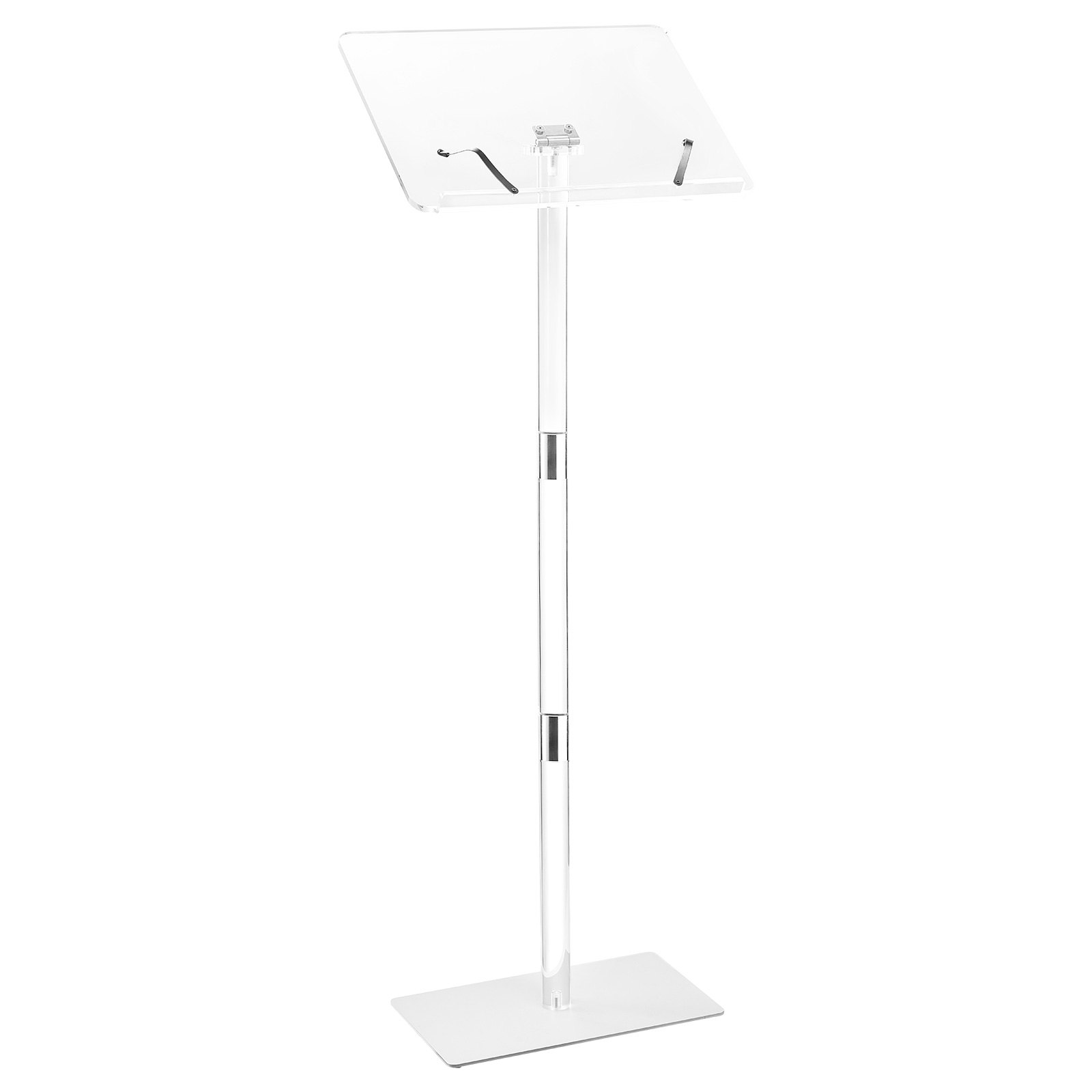 Podium Stand 43 in Acrylic Lectern Adjustable Angles with Metal Base Classroom