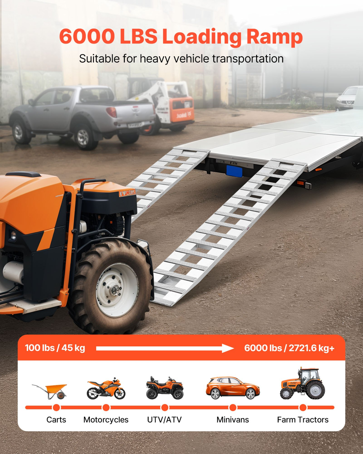 Loading Ramps, 2 Pcs 94 x 15 in, Motorcycles