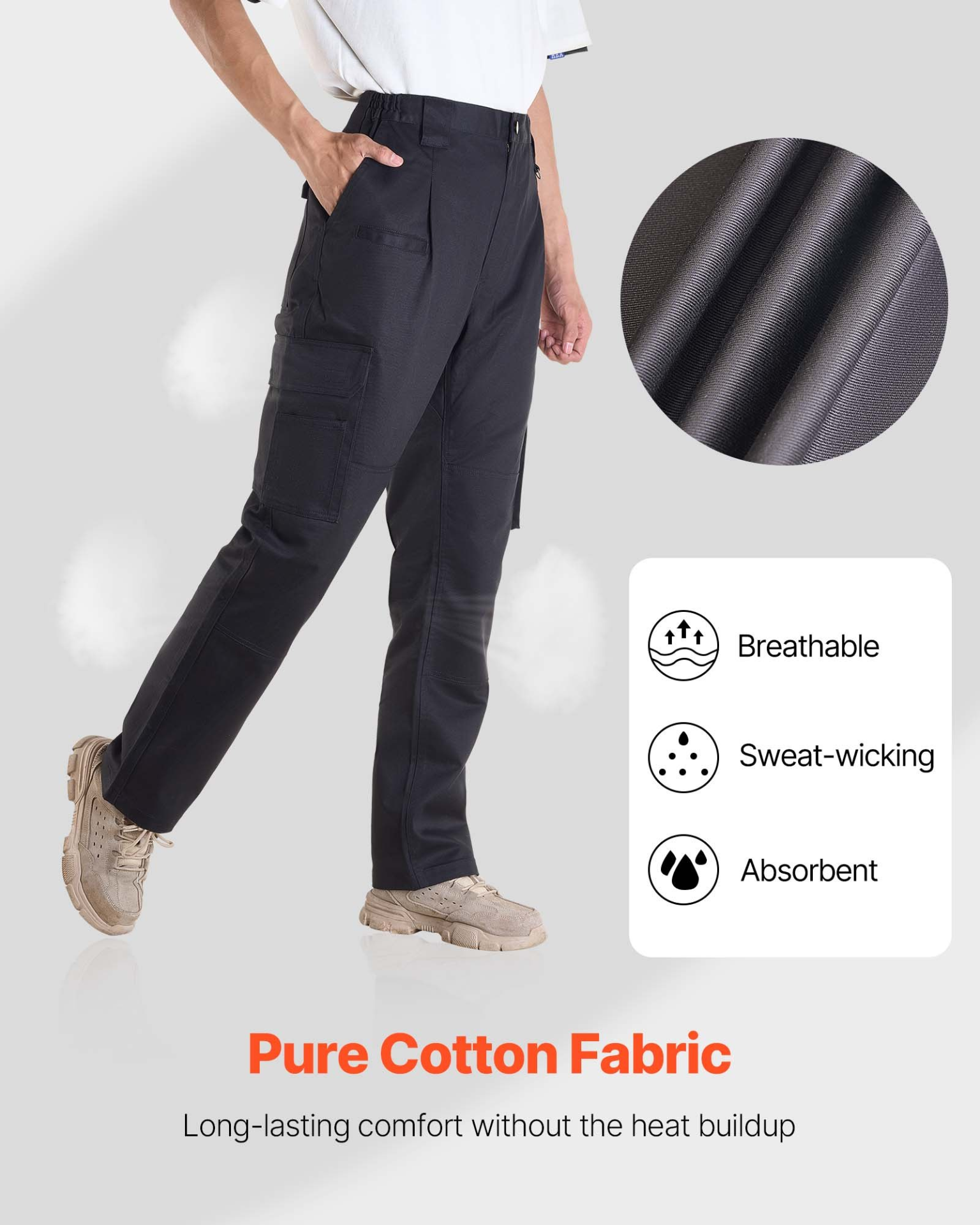For Men Flame-resistant Cargo Pants Multi-pockets M Size Bla