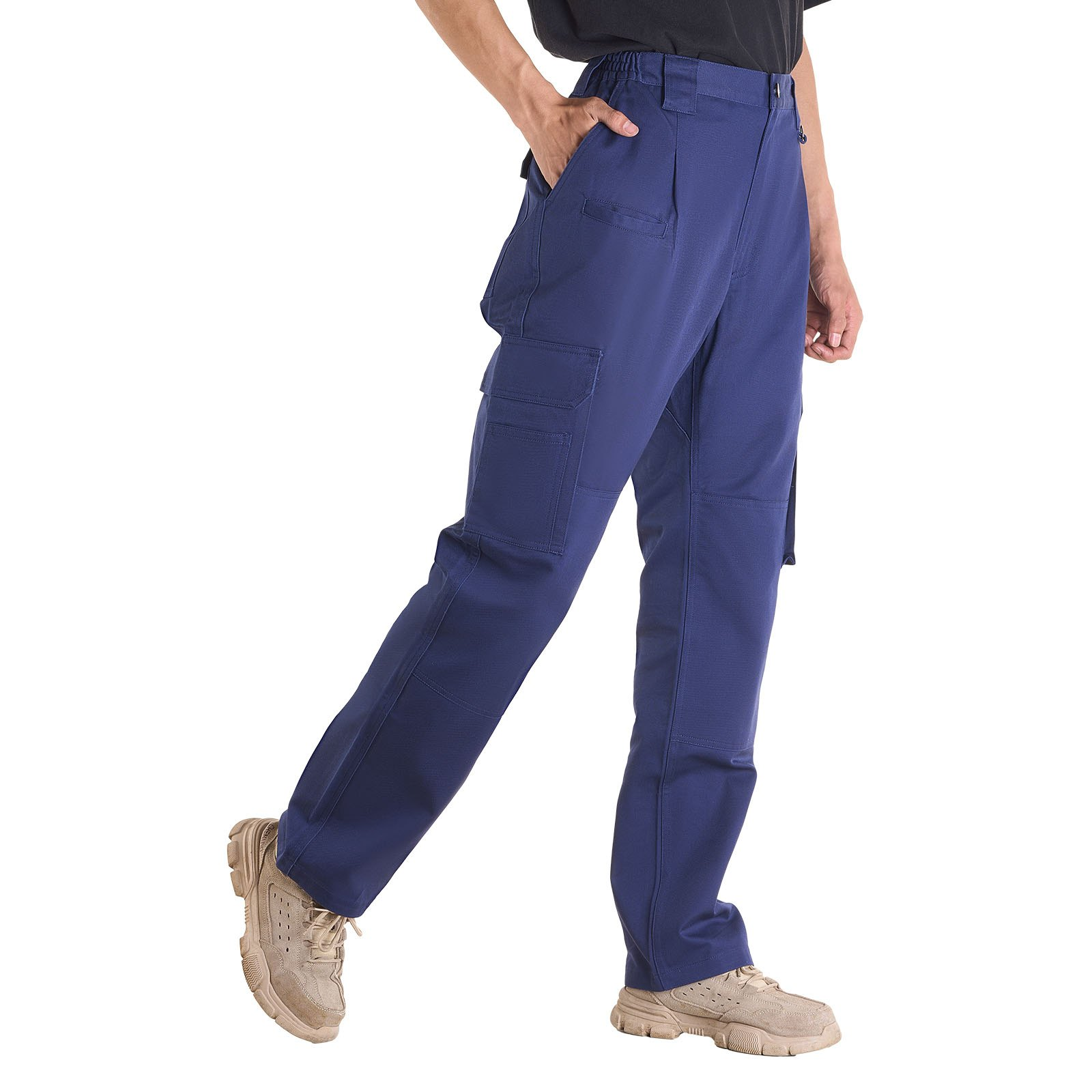 Pantalones FR para hombre pantalones cargo ignífugos múltiples bolsillos L azul oscuro - Imagen 8 de 10