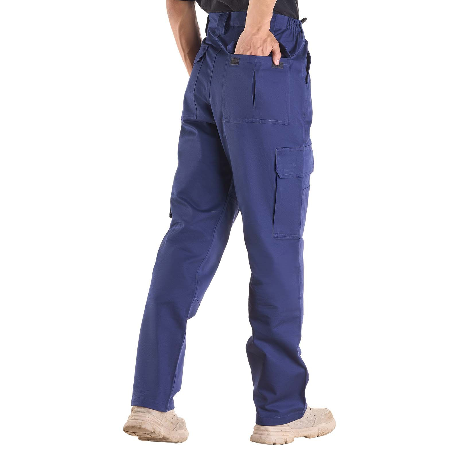 Pantalones FR para hombre pantalones cargo ignífugos múltiples bolsillos L azul oscuro - Imagen 9 de 10