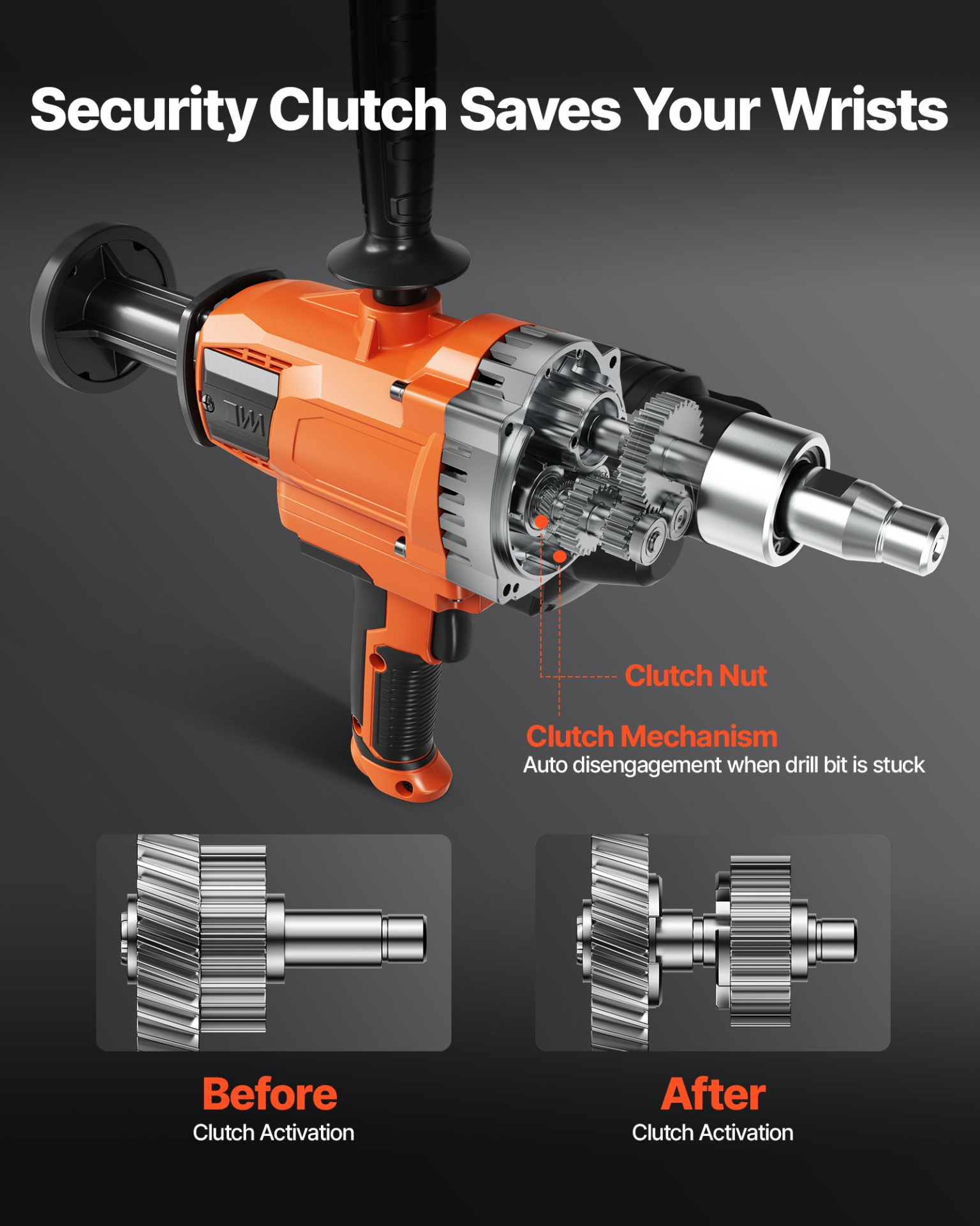 Diamond Core Drilling Machine, 0.8-6.3 in Drilling Diameter, 2000W