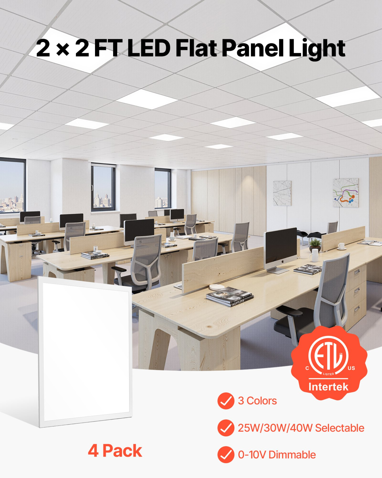 2x2 FT LED Flat Panel Light, 5700 LM, 4 Pack | eBay