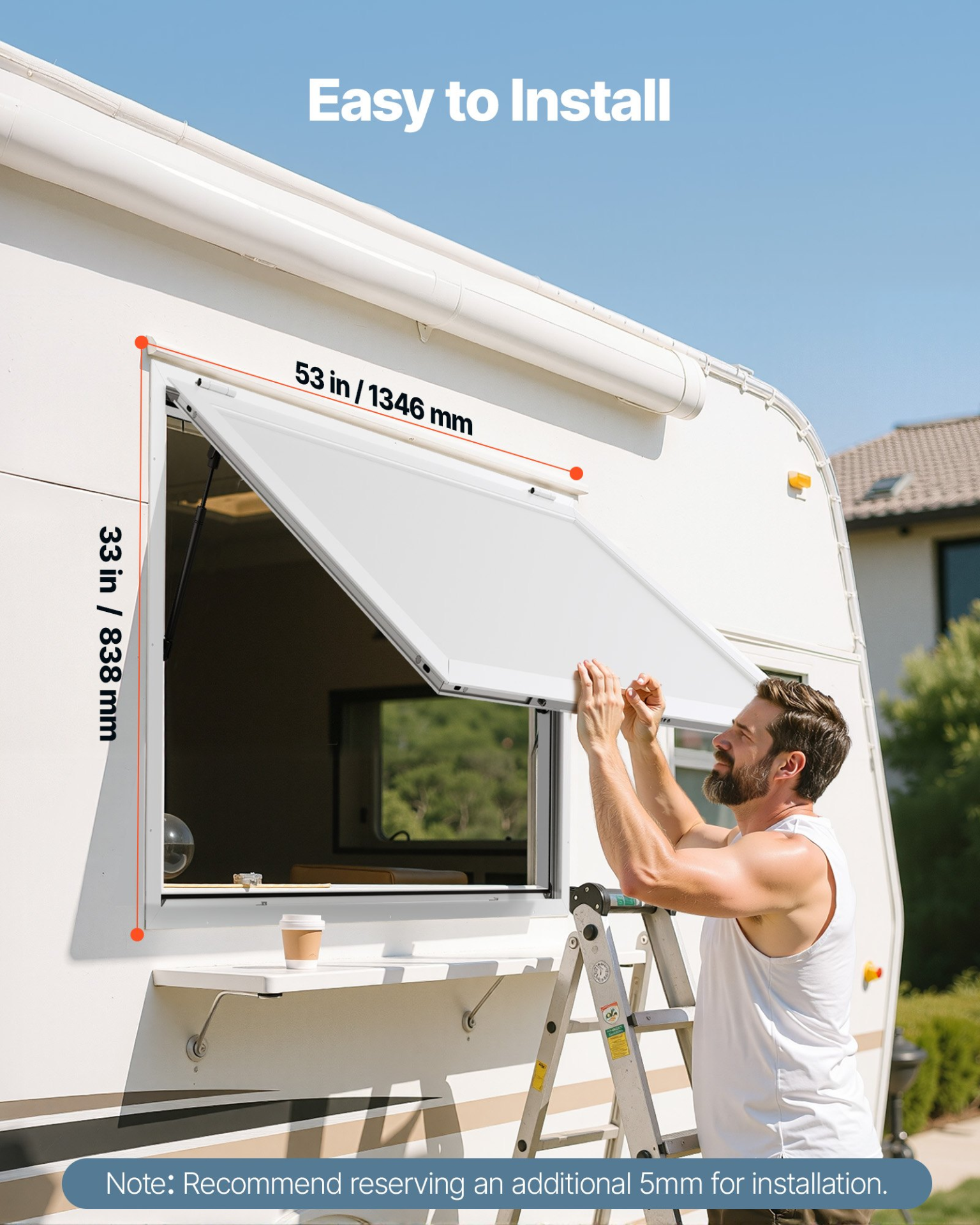 Concession Window 53x33 in, Rainwater Resistant for Concession Trailers