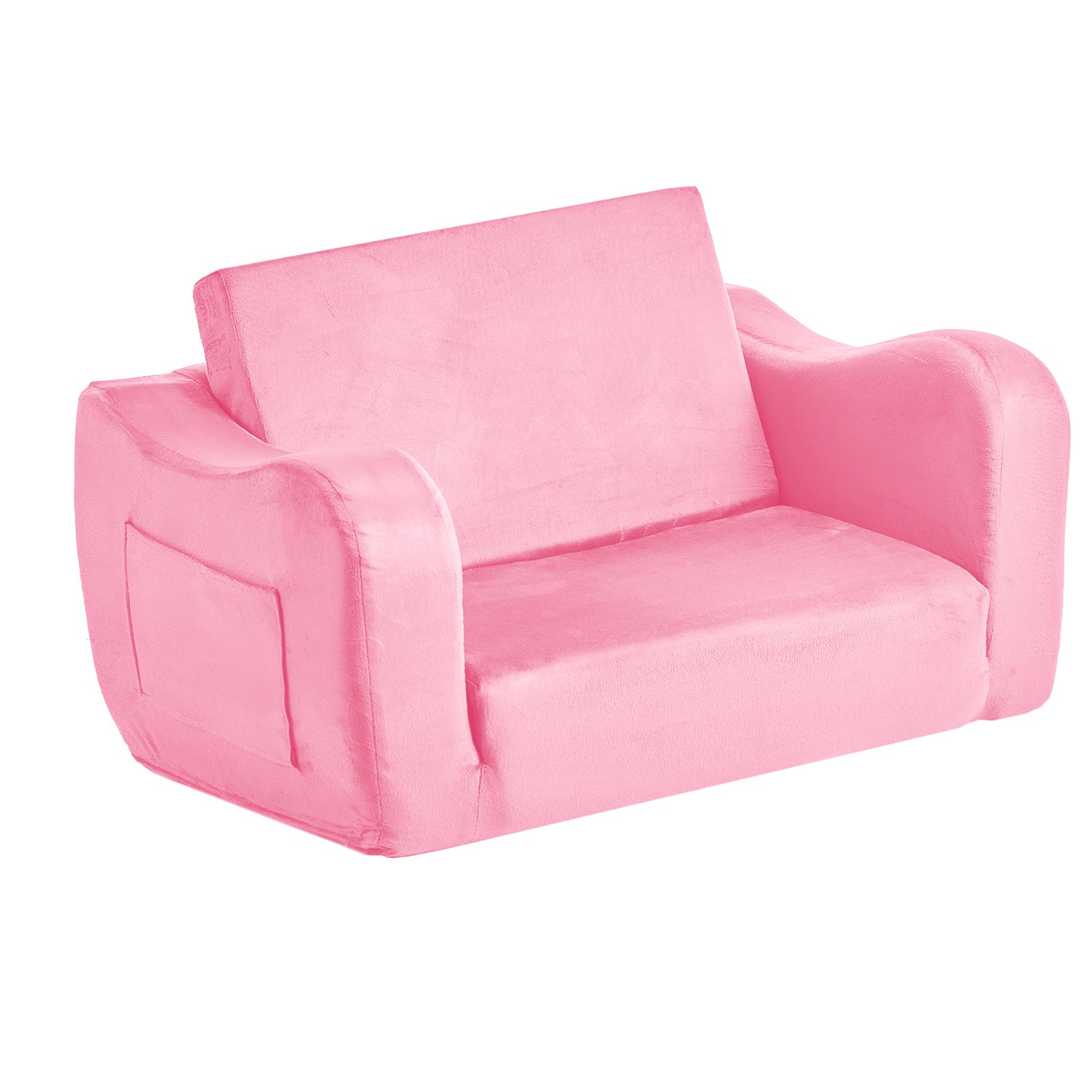 VEVOR 2-in-1 Kids Sofa Chair to Lounger Foldable Soft Couch Pink
