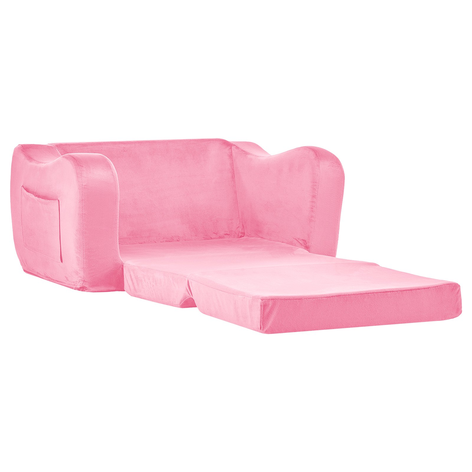 VEVOR 2-in-1 Kids Sofa Chair to Lounger Foldable Soft Couch Pink