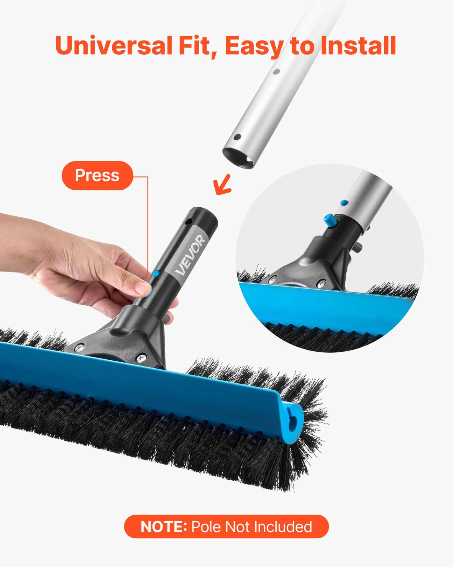 Pool Brush Head for Inground Above Ground Swimming Pool with Side Brushes