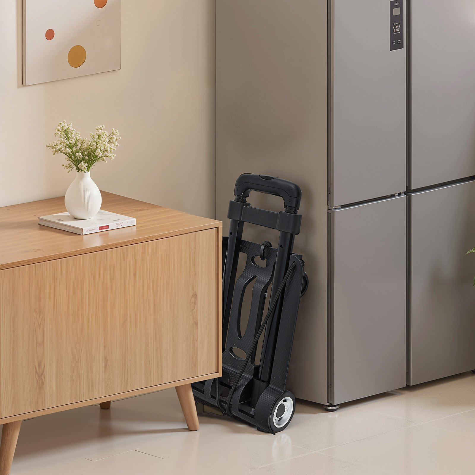 Folding Hand Truck, 110 lbs Load Capacity, Black