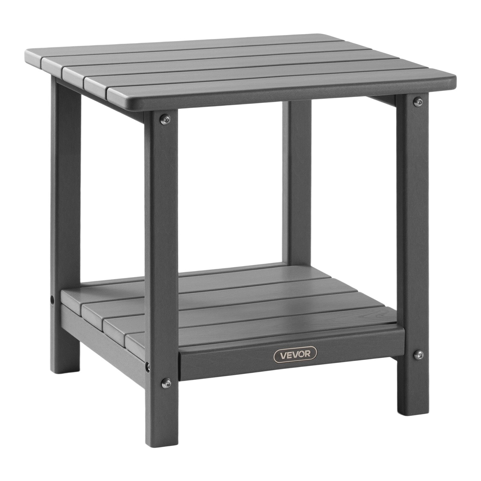 VEVOR Heavy Duty 2-Tier Side Table 360LB Capacity Indoor Outdoor Grey
