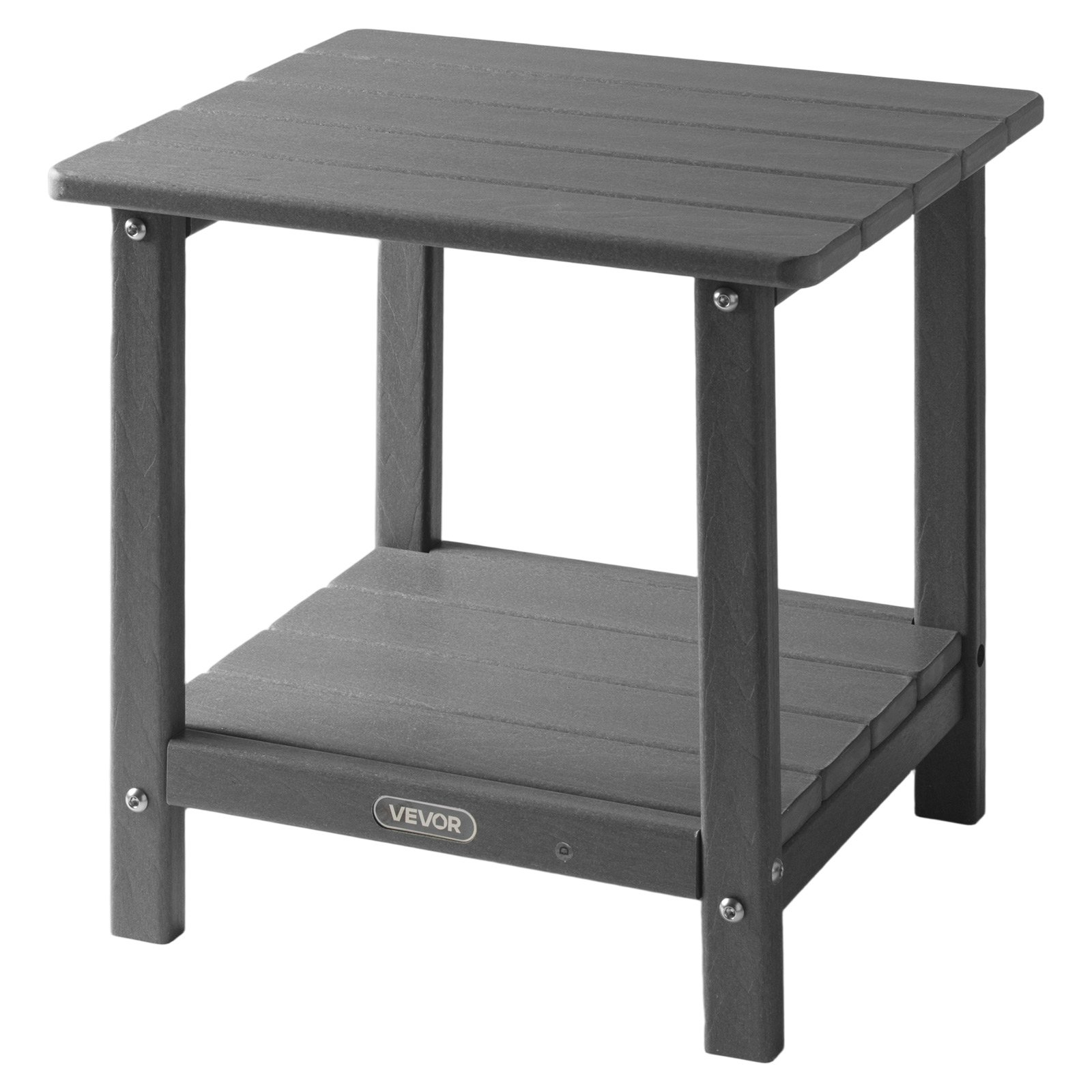 VEVOR Heavy Duty 2-Tier Side Table 360LB Capacity Indoor Outdoor Grey
