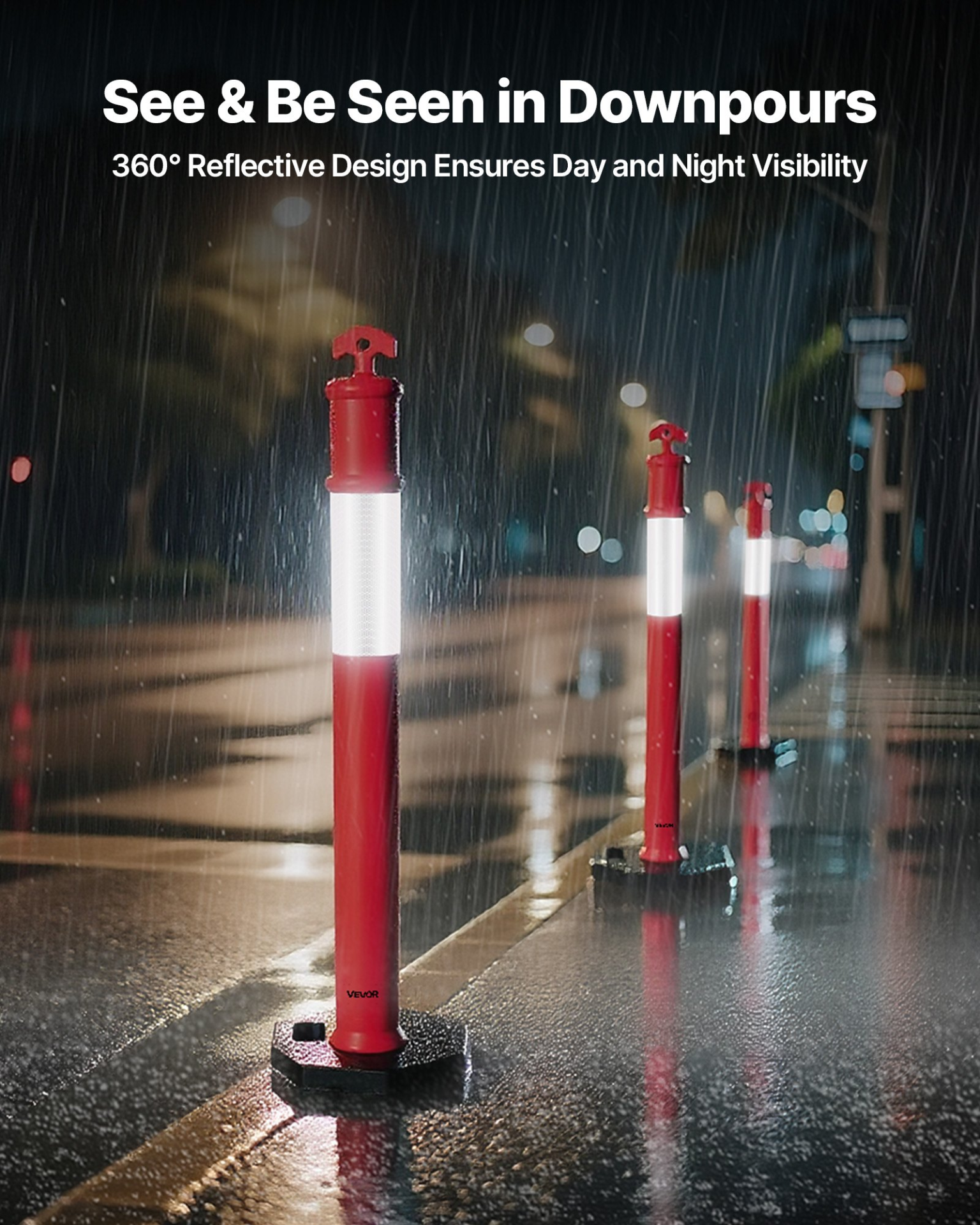 9 Packs Traffic Delineator Posts 48 in Traffic Safety Cones Weighted Base