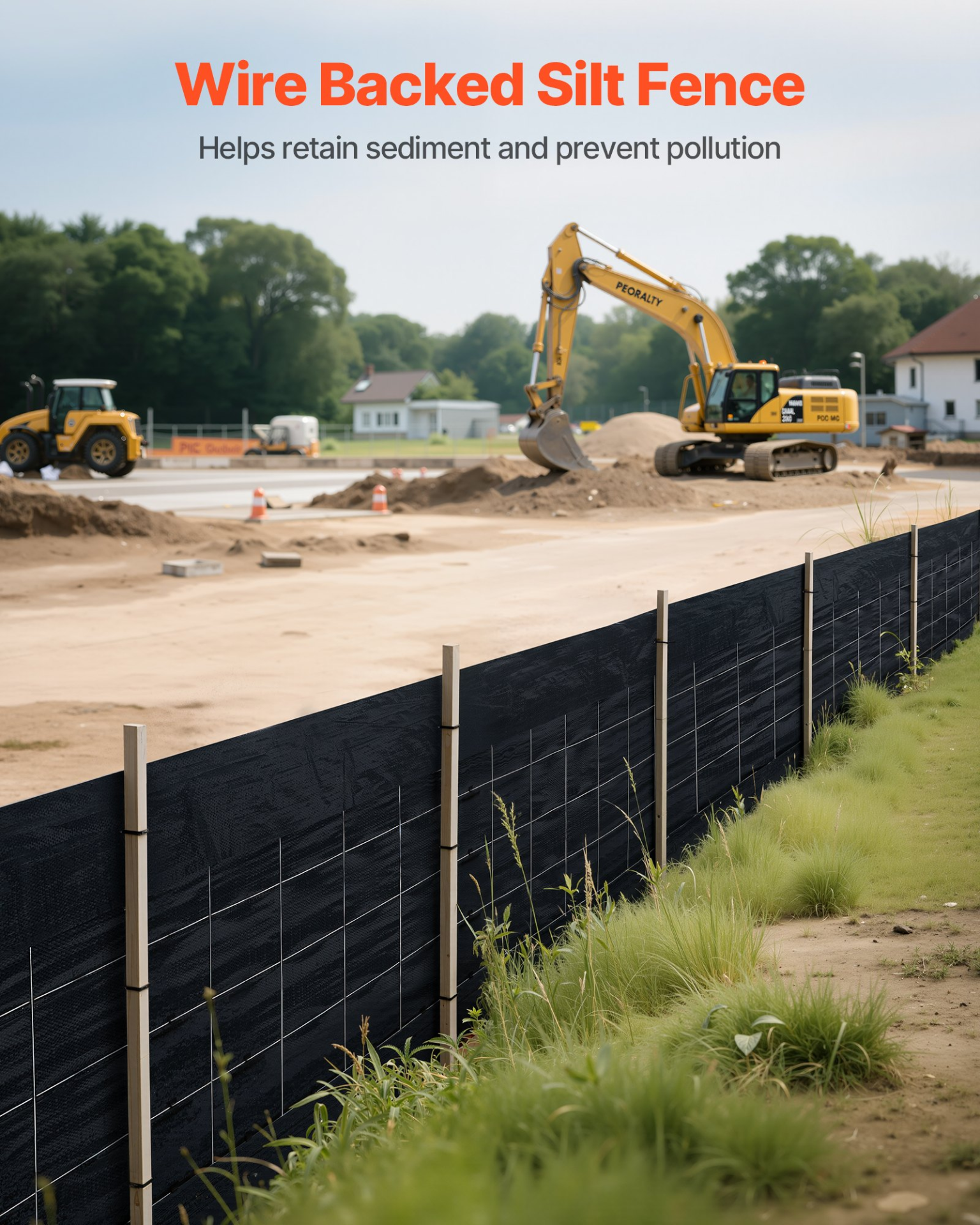 Backed Wire Silt Fence 2 x 100 ft Durable Erosion Control Silt Fence ...