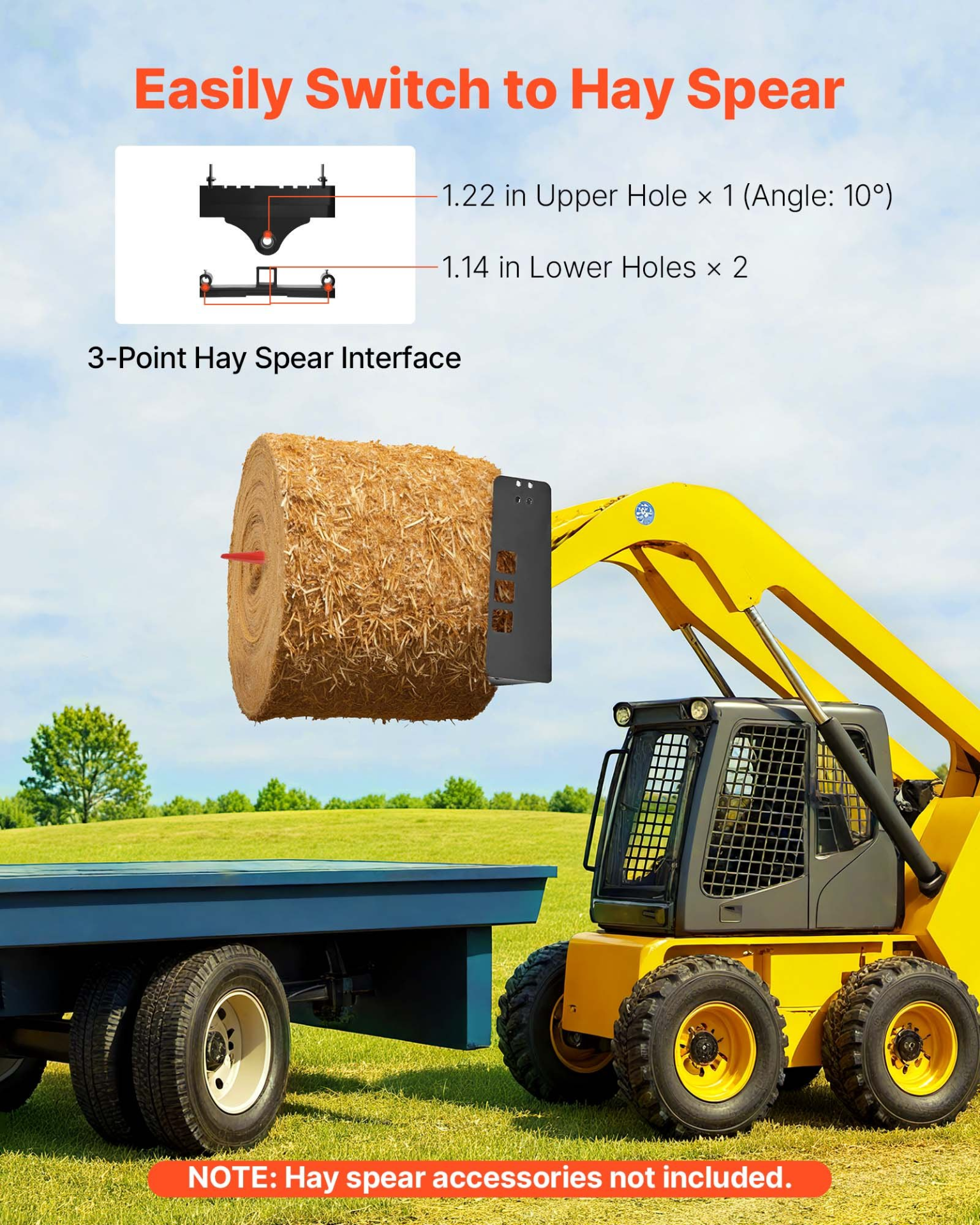 Skid Steer Pallet Fork Frame 4000 lb 45" Quick Attach w/2" Hitch Receiver