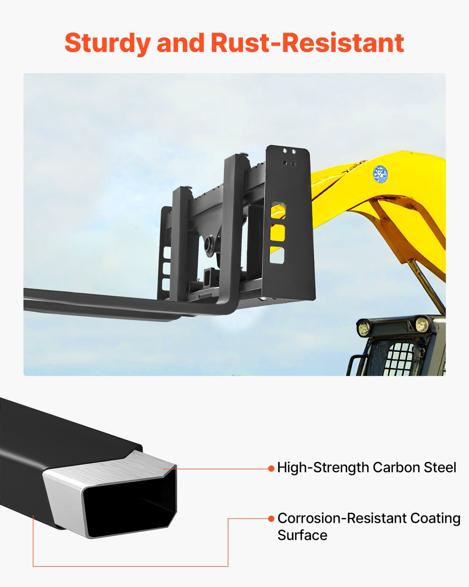 Skid Steer Pallet Fork Frame 4000 lb 45" Quick Attach w/2" Hitch Receiver
