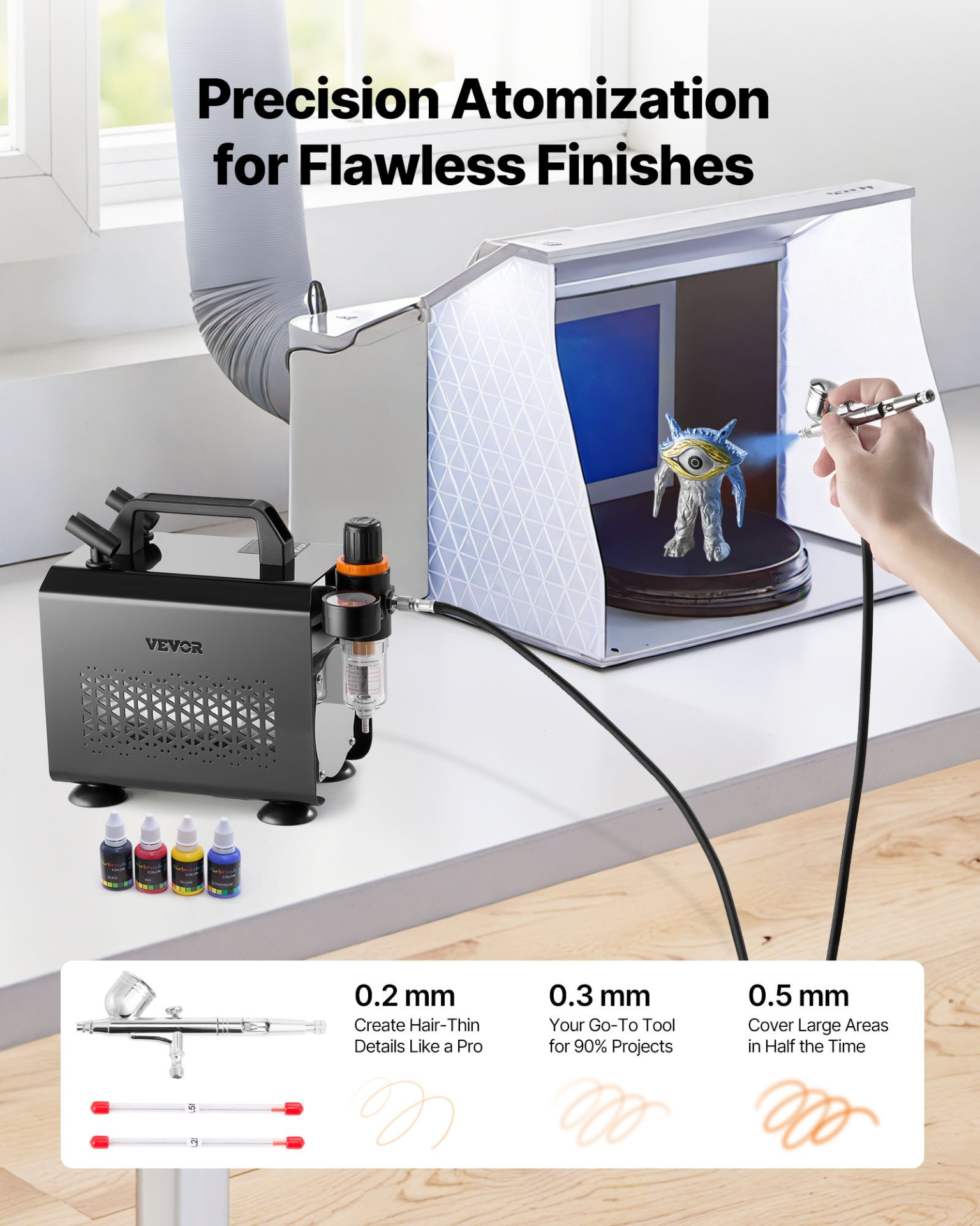 VEVOR Airbrush Kit with Compressor – Dual-Action Professional Airbrush