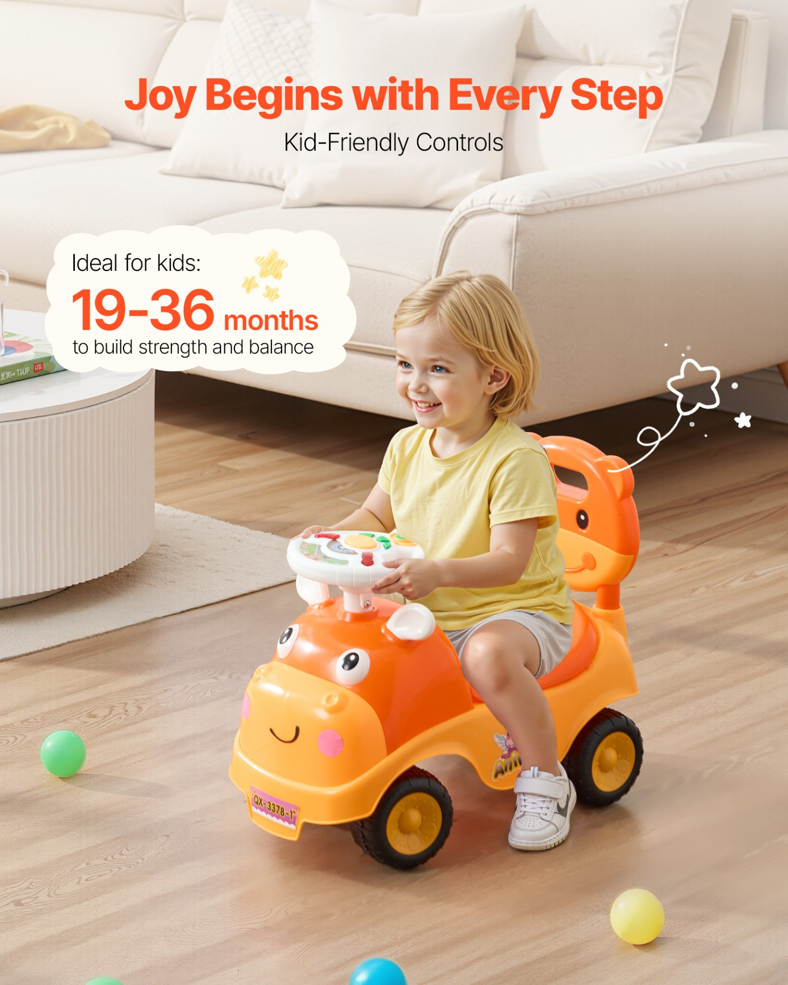 Ride On Toddler Push Car, Foot-to-Floor Walker for Toddlers Boys Girls