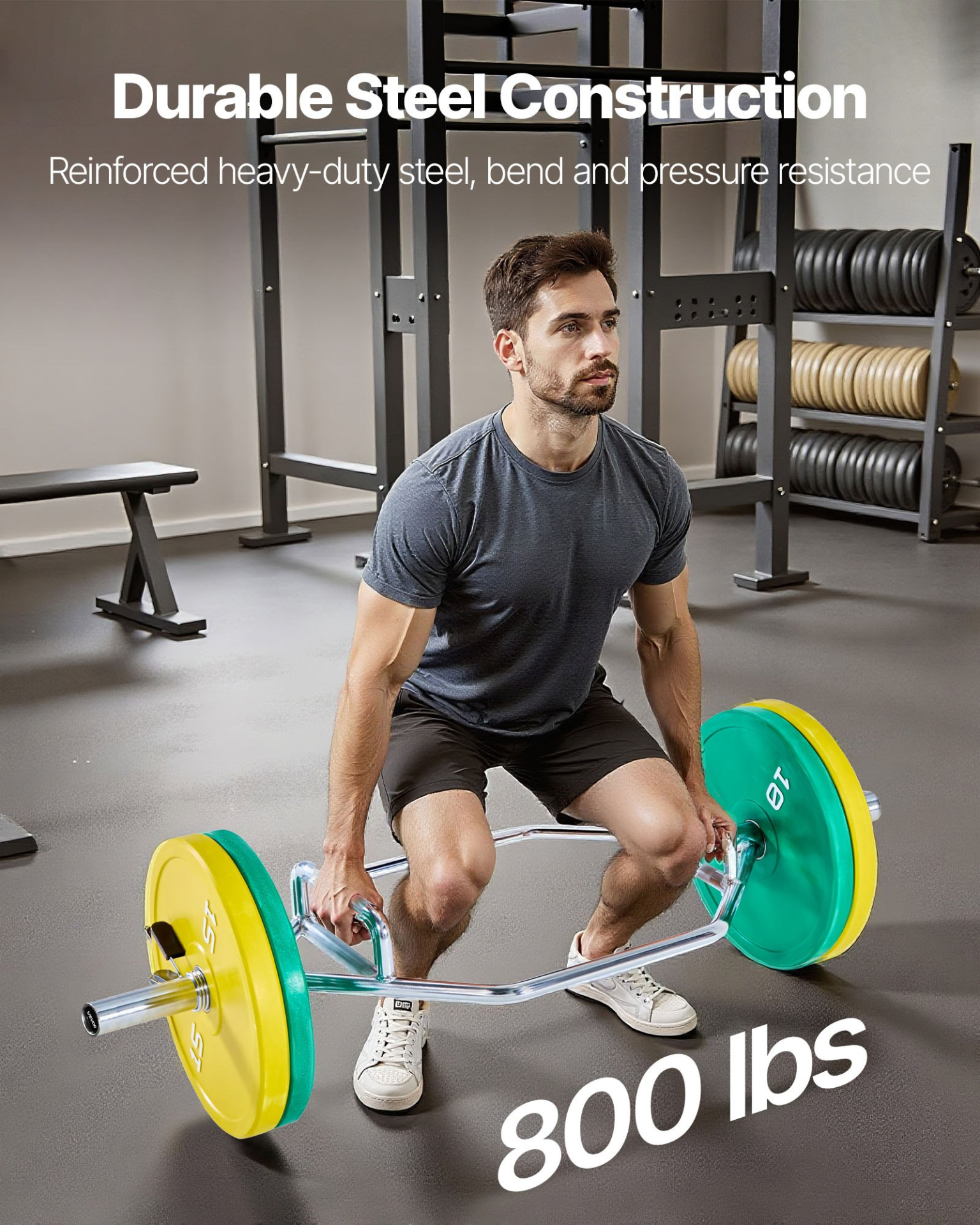 Trap Bar Hex Bar Barbell Weightlifting for Squat Shrug Deadlift