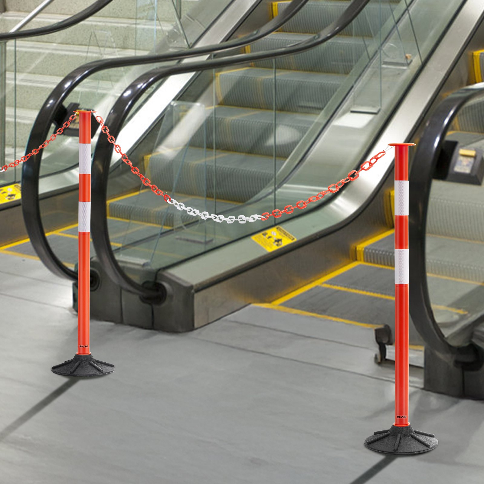 2 Packs Traffic Delineator Posts 34 in Safety Cones Weighted Base & Chains