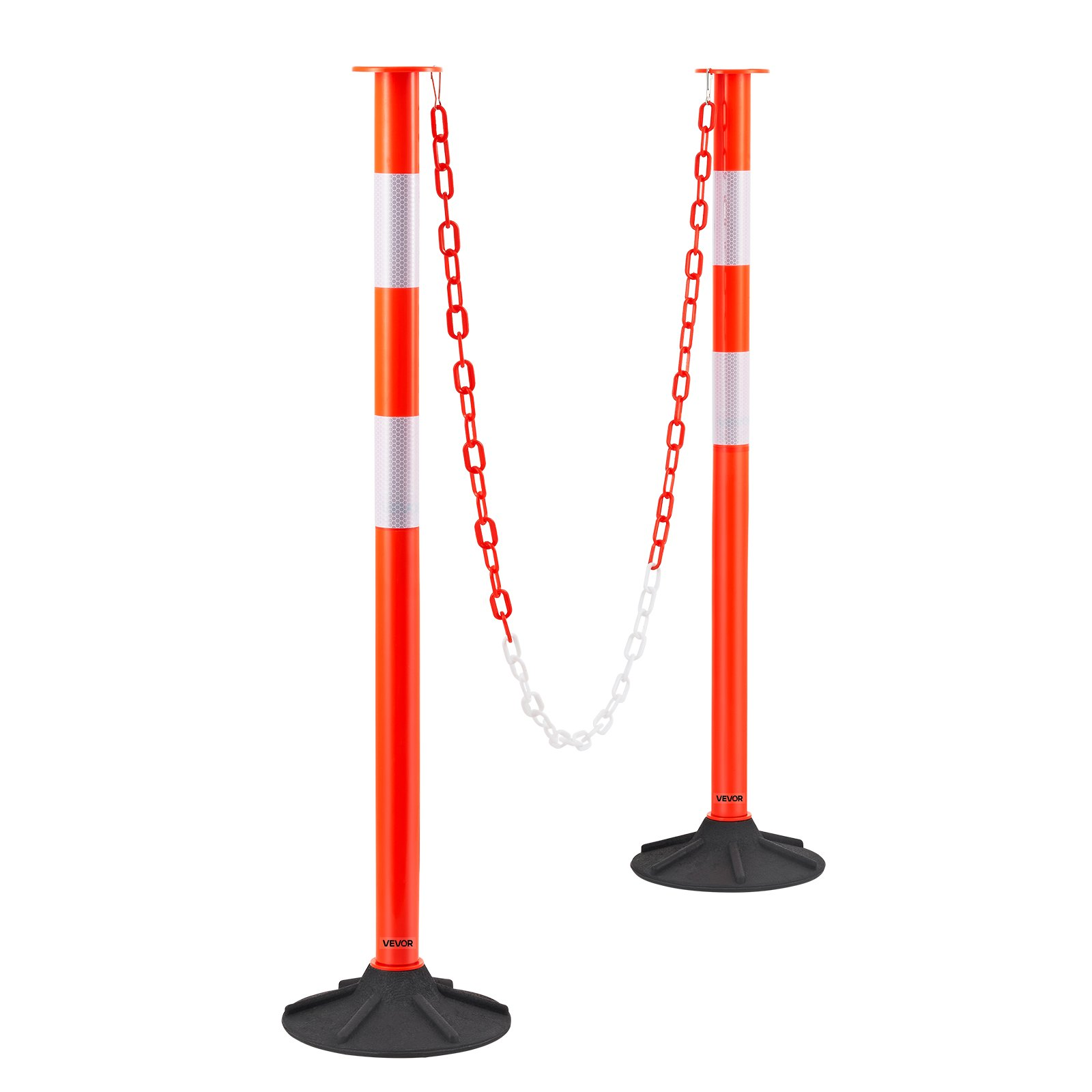 2 Packs Traffic Delineator Posts 34 in Safety Cones Weighted Base & Chains