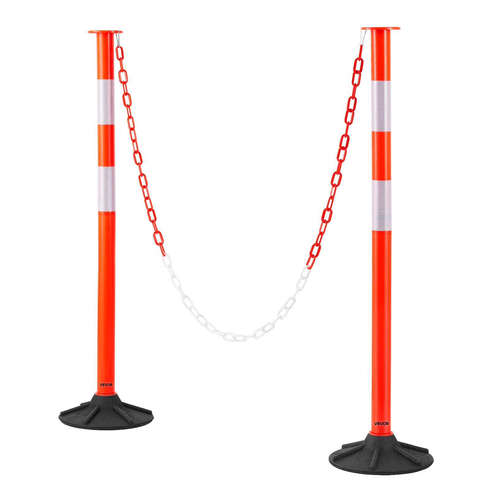 2 Packs Traffic Delineator Posts 34 in Safety Cones Weighted Base & Chains