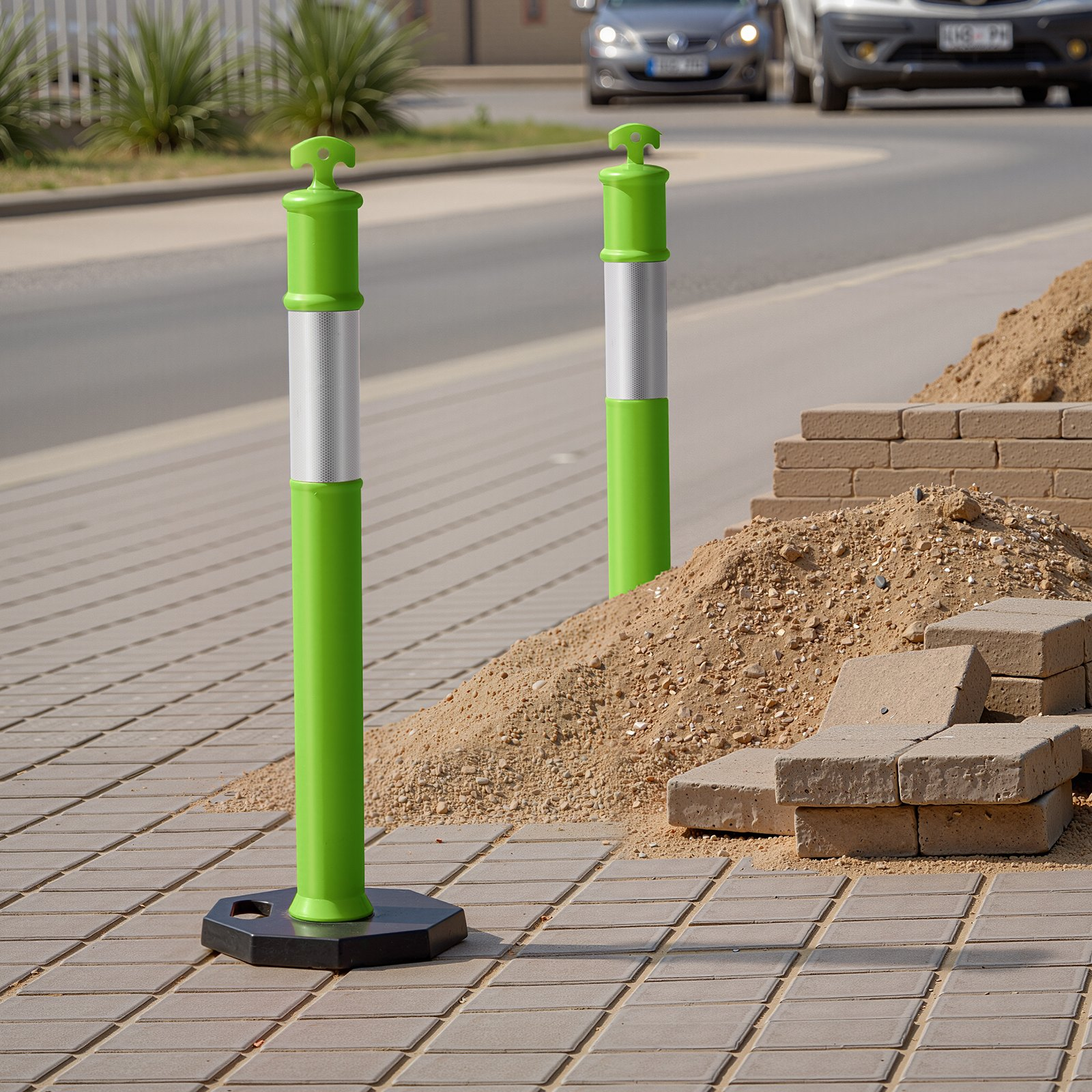 VEVOR 3-Pack 48" Traffic Delineator Posts w/ Weighted Base 360° Reflective