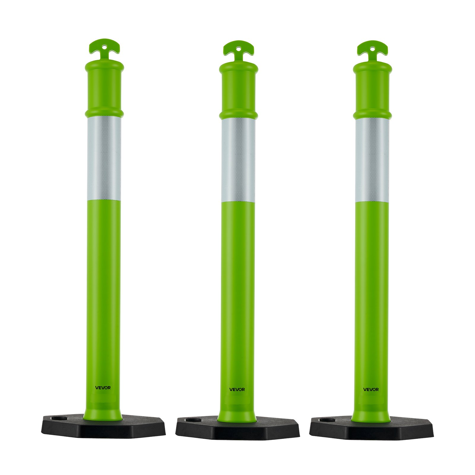 VEVOR 3-Pack 48" Traffic Delineator Posts w/ Weighted Base 360° Reflective