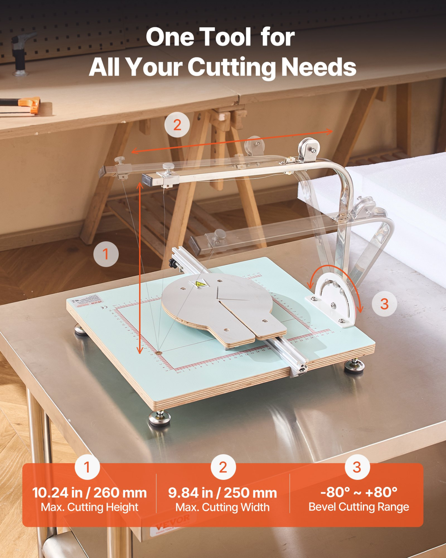 VEVOR 58W Hot Wire Foam Cutter 260mm Height w/ Variable Temp & Angle