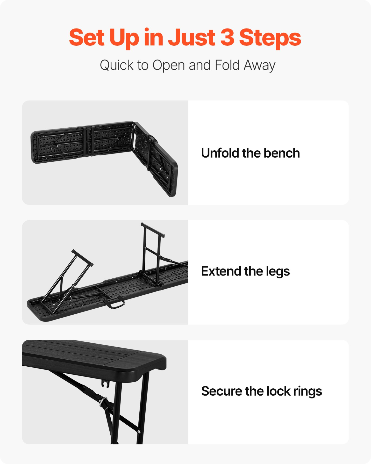 2-Pack VEVOR 6ft Folding Benches – Portable, Durable & Easy to Clean!