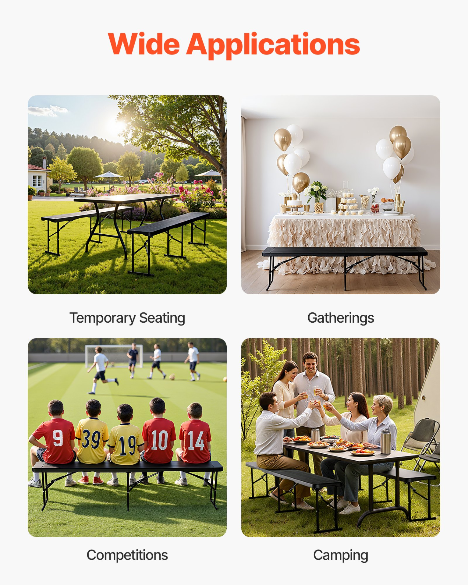 2-Pack VEVOR 6ft Folding Benches – Portable, Durable & Easy to Clean!