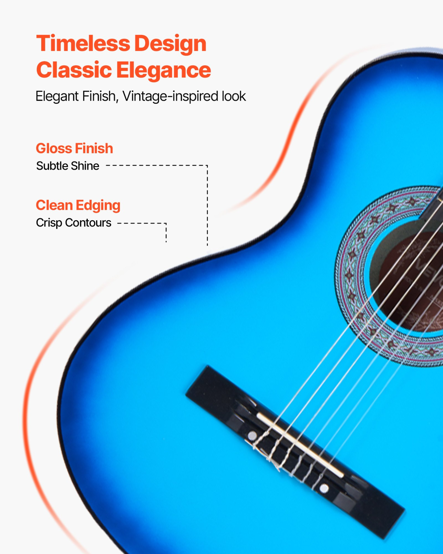 Classical Guitar 38 in Guitar Beginner Starter Kit with Nylon Strings Blue